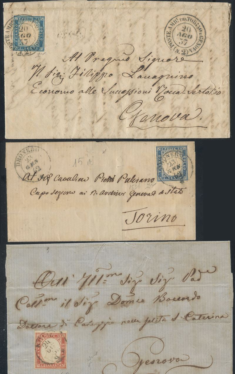 Sardegna, IV emissione - Insieme di 16 documenti postali