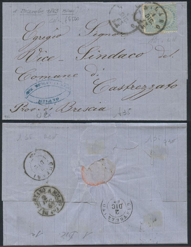 Regno - D.L.r. 1 Dicembre 1863, Primo Giorno D'emissione