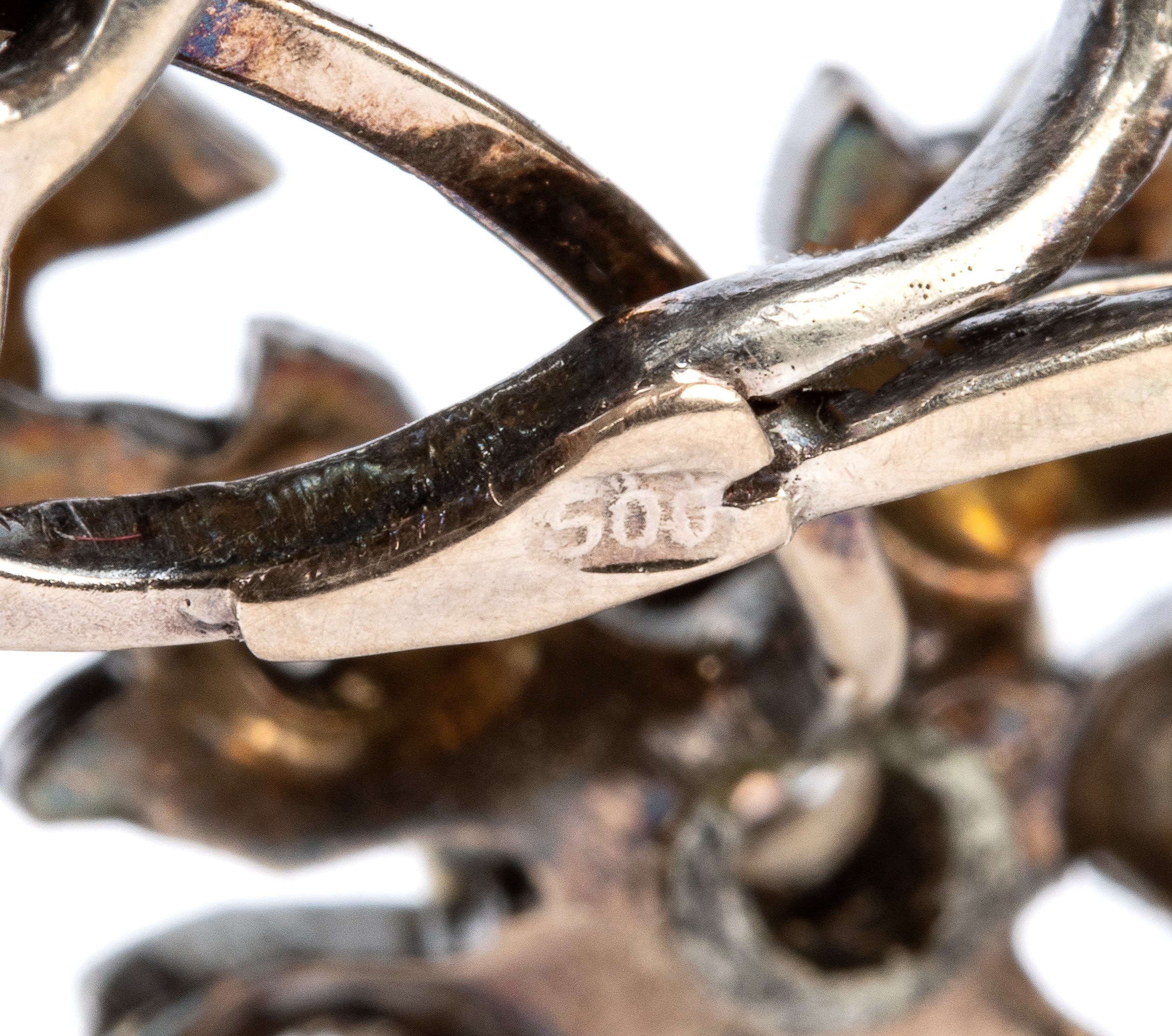Spilla in argento e oro 14k con diamanti, fine XIX secolo