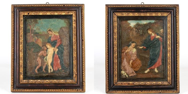 Giovanni Francesco Pieri - Coppia di ceroplastiche policrome con scene del Nuovo Testamento