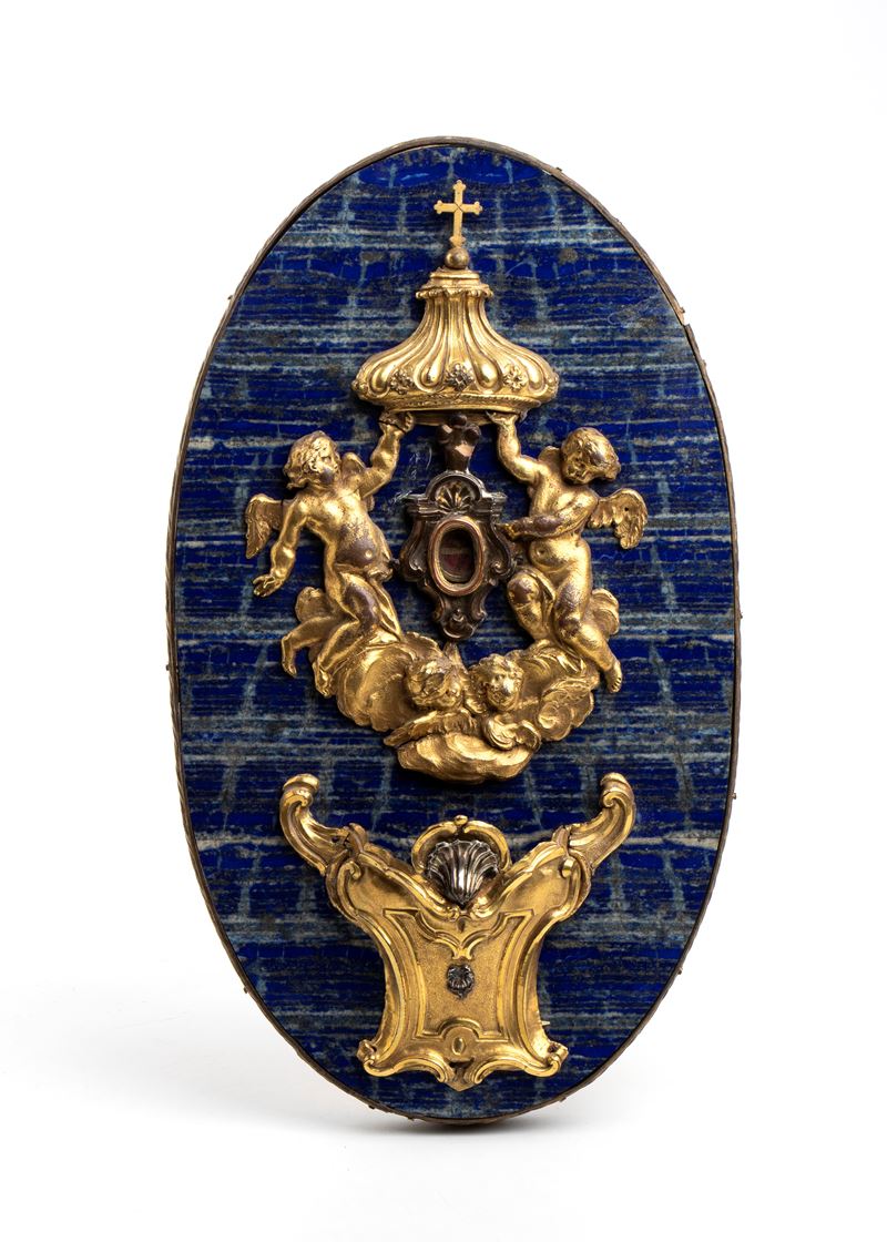 Reliquiario di San Pietro, bronzo dorato e lapislazzuli (Italia, XVII-XVIII secolo)