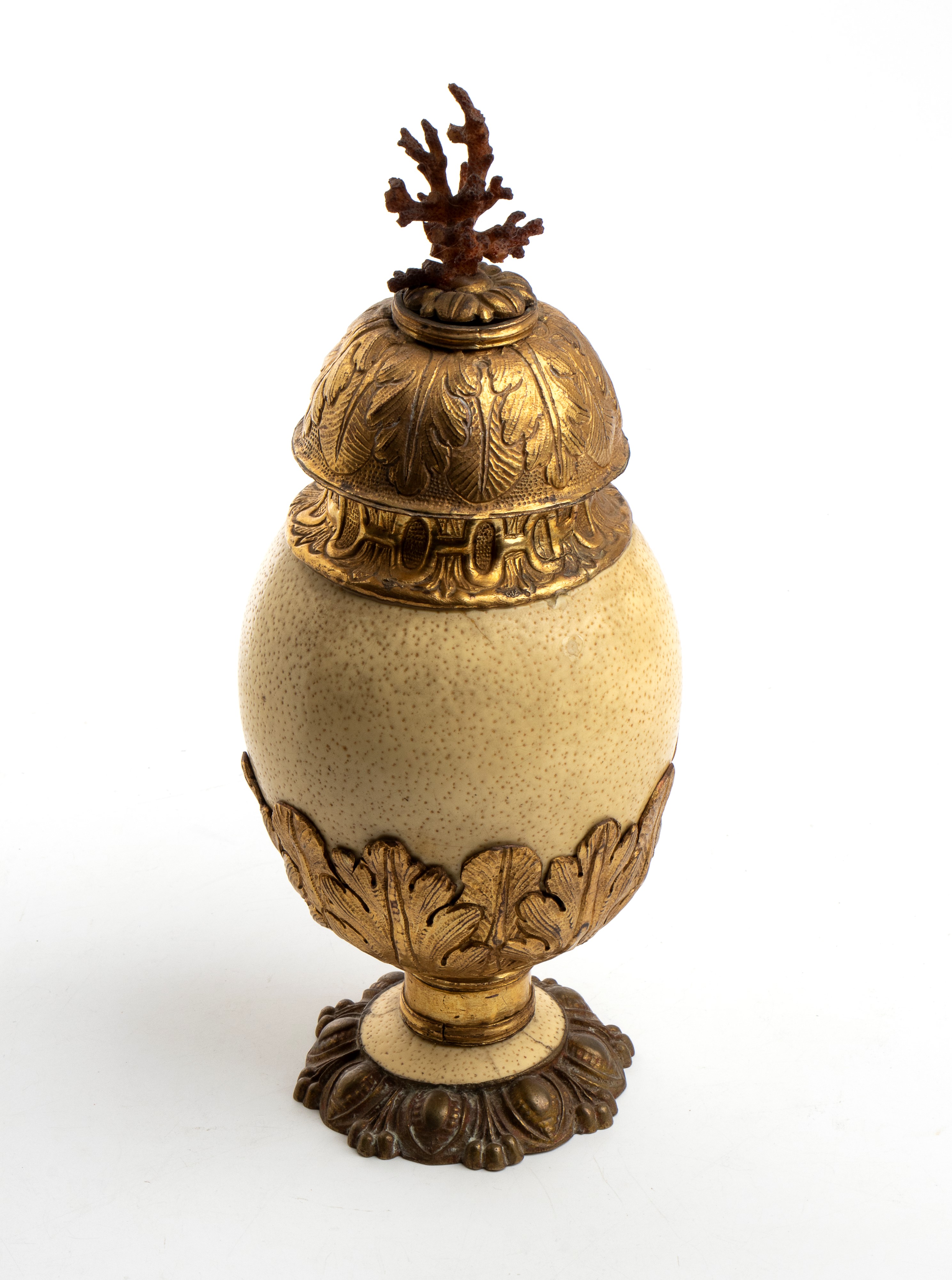 Uovo di struzzo con corallo