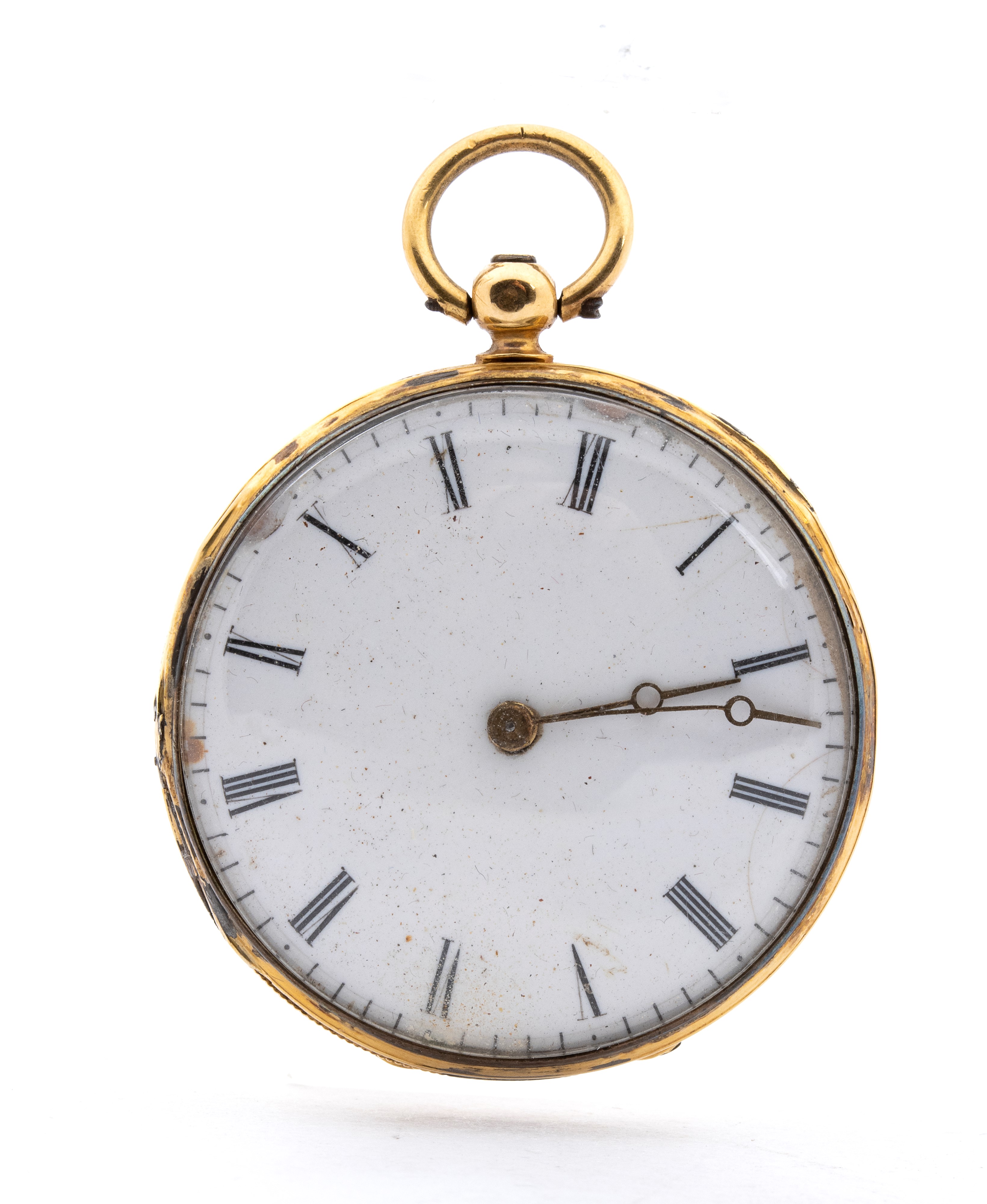Orologio da polso con spilla, cassa in metallo e smalto, movimento manuale a chiavetta con scappa...