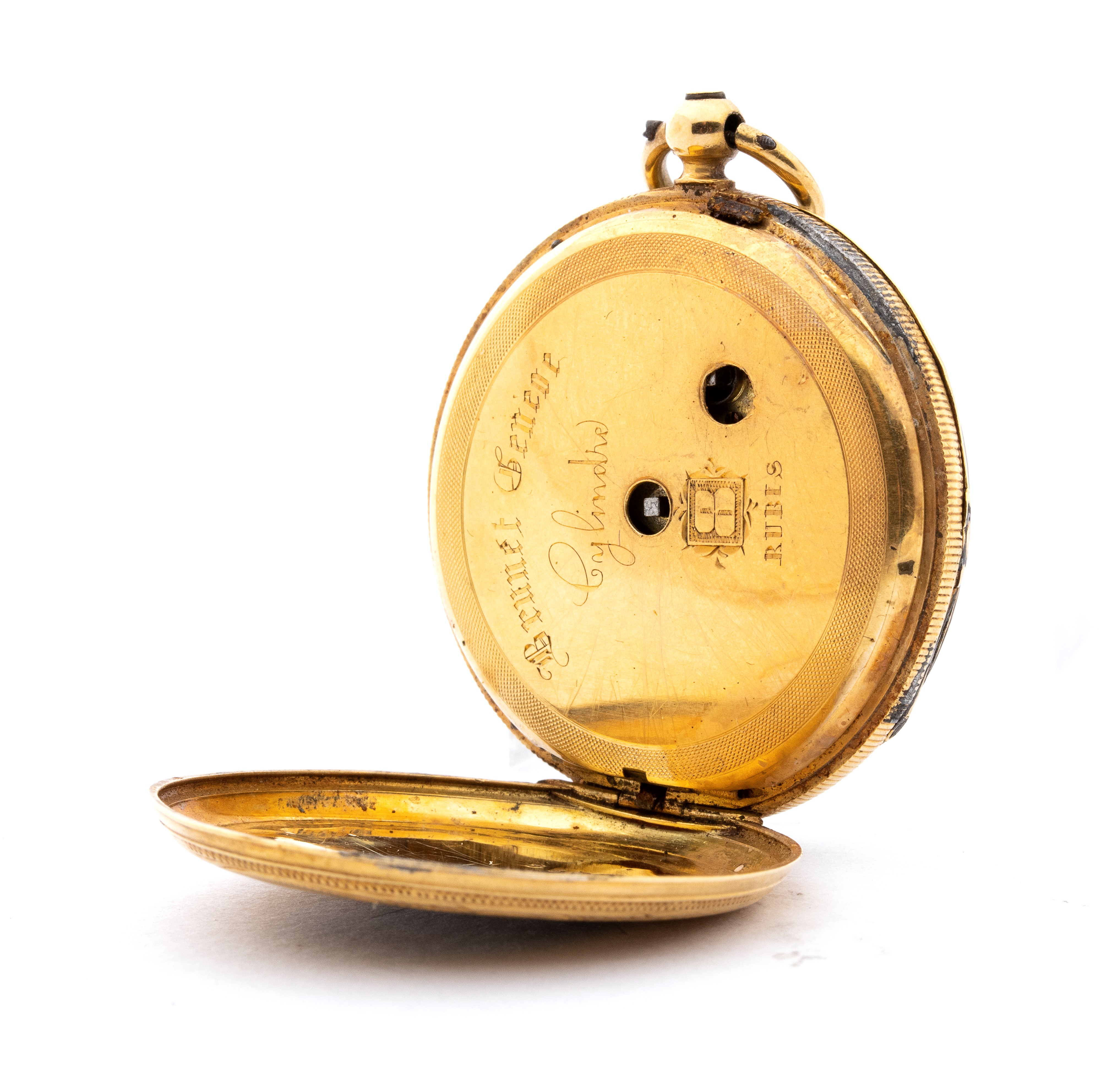 Orologio da polso con spilla, cassa in metallo e smalto, movimento manuale a chiavetta con scappa...