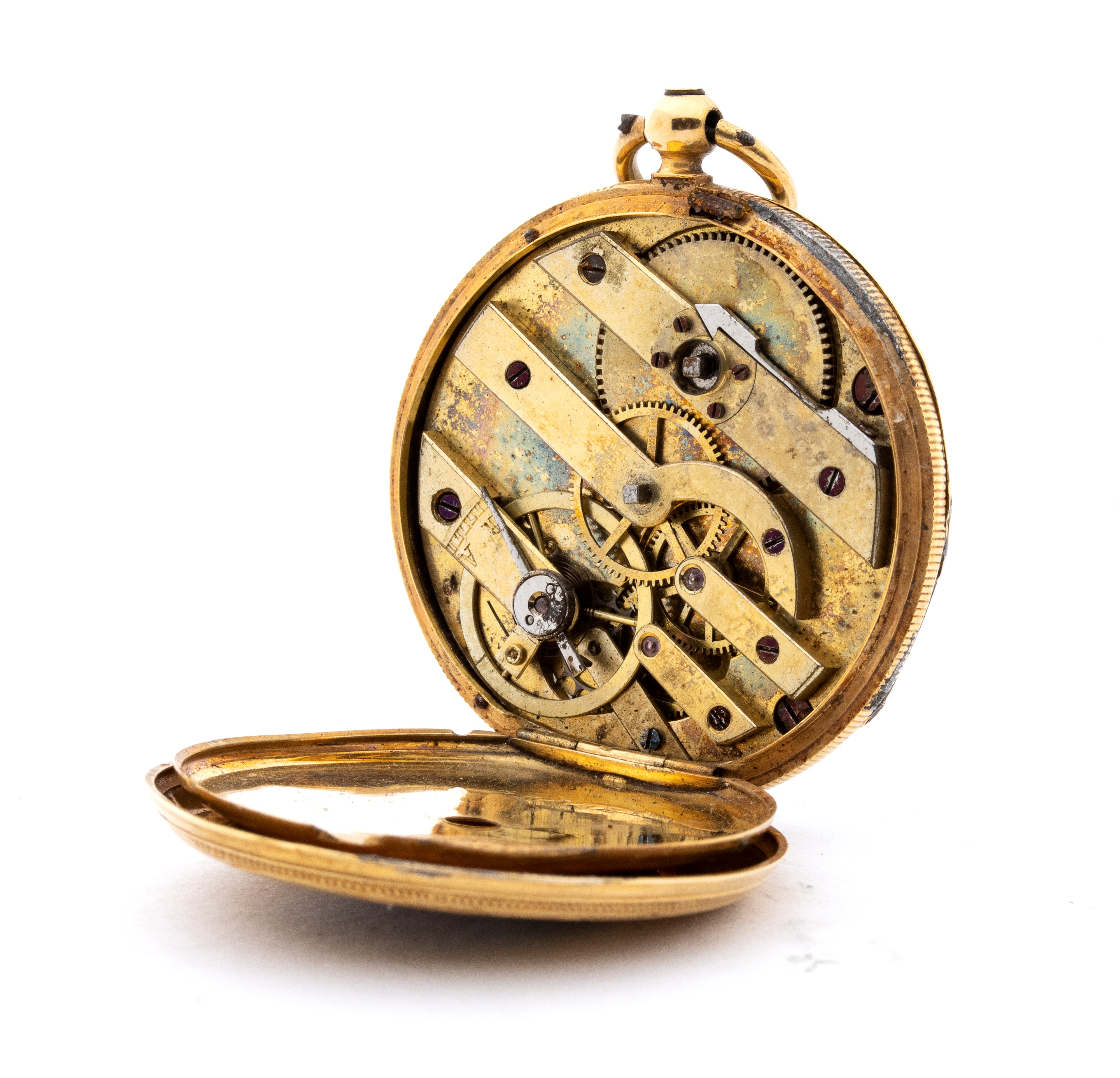 Orologio da polso con spilla, cassa in metallo e smalto, movimento manuale a chiavetta con scappa...