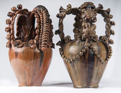Coppia di Anfore in Terracotta Smaltata