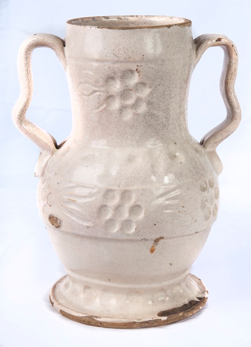 Vaso in Terracotta Smaltata Bianca
