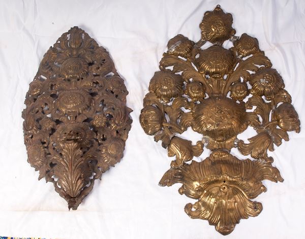 Lot of two brass palms