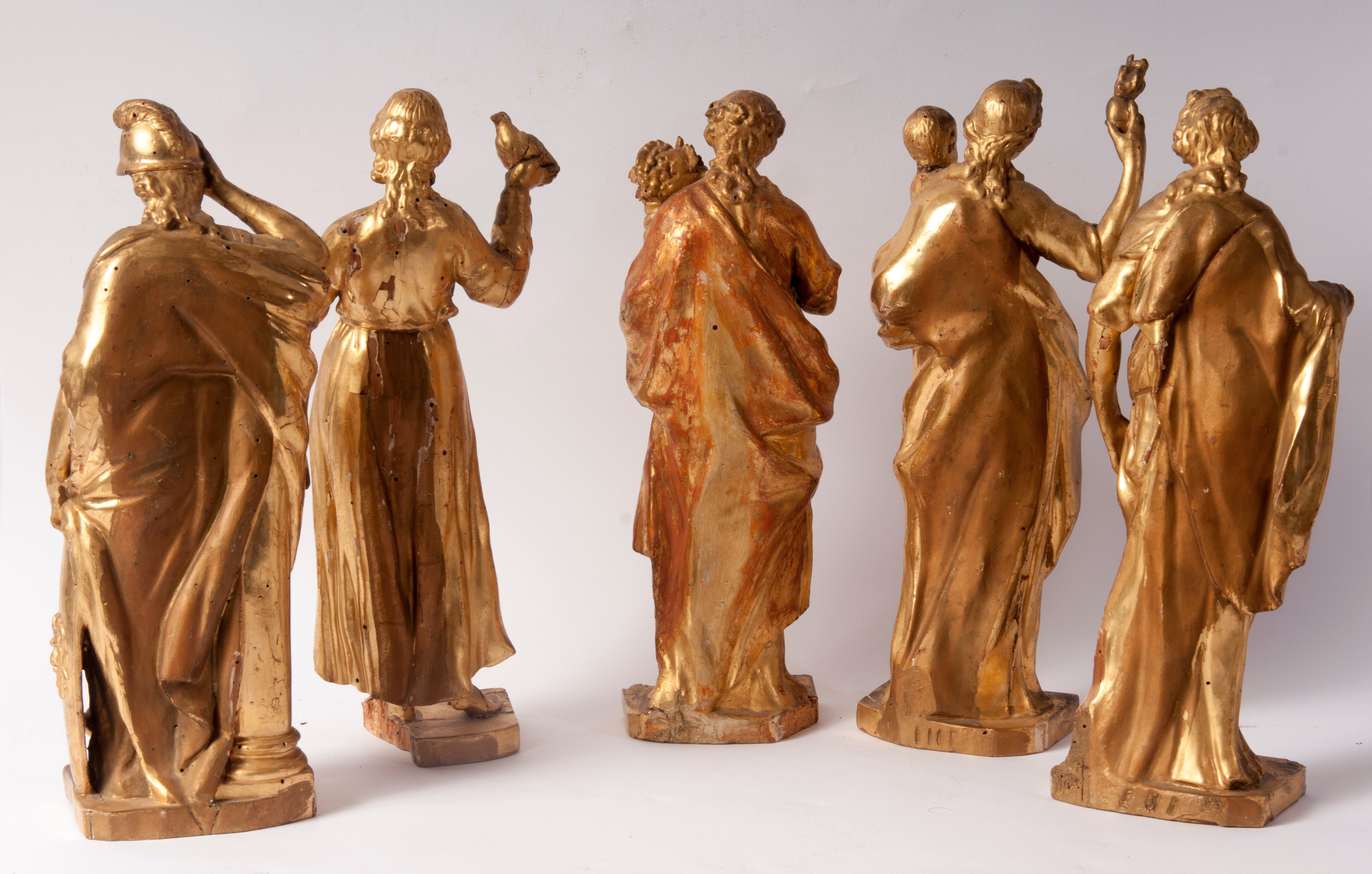 Lotto di cinque sculture allegoriche