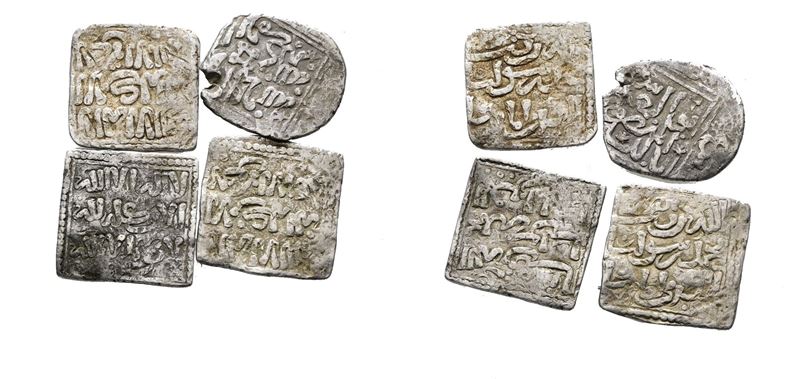 MONDO ISLAMICO. Lotto di 4 mezzi Dirhem arabo-spagnoli. Ag