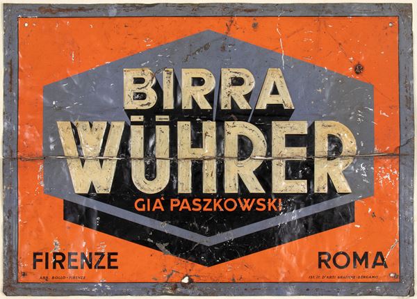 BIRRA WUHRER tabella in latta litografata