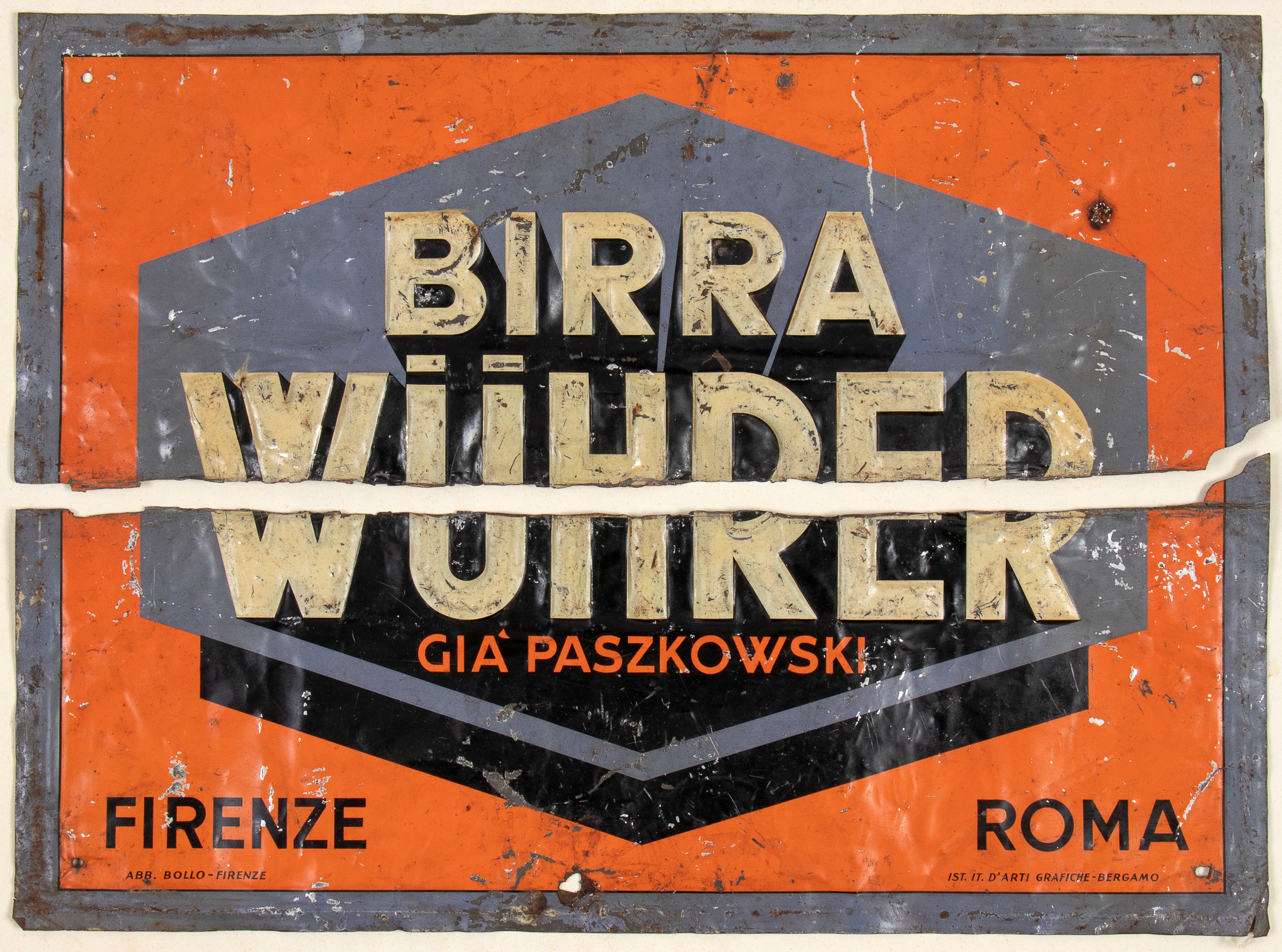 Birra Wuhrer Tabella in Latta Litografata
