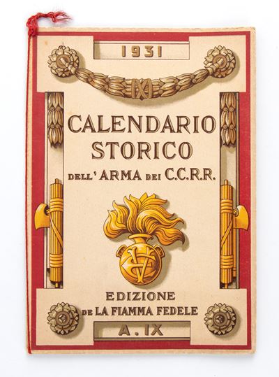 Calendario Carabinieri Reali Anno 1931