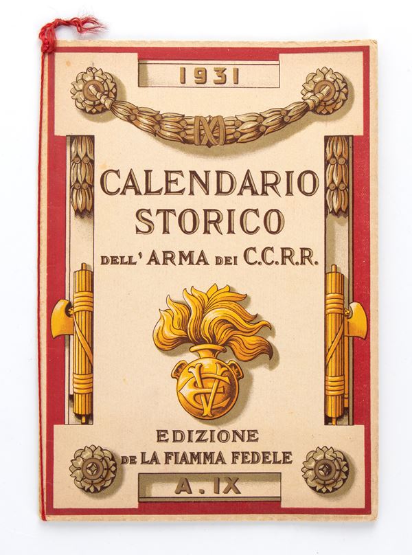 Calendario CARABINIERI REALI anno 1931