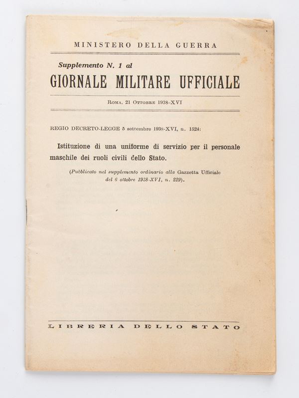 Giornale Militare 1938 con uniformi periodo Fascista