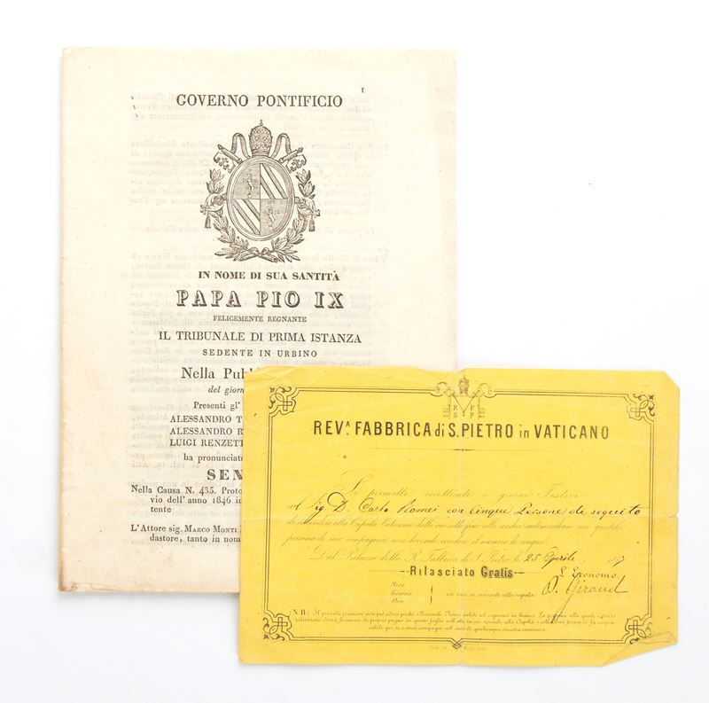 Lotto Documenti Pontifici Pio IX