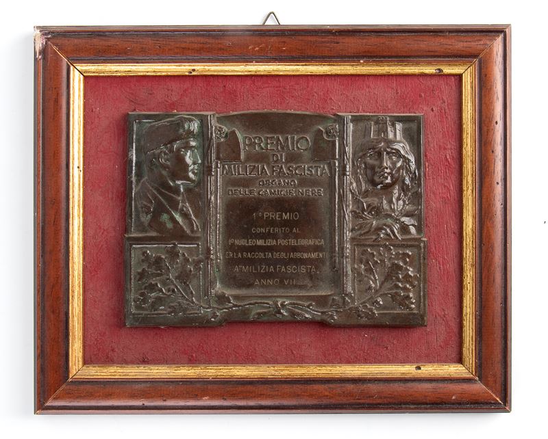 Placca Bronzo Premio di Milizia Fascista Camicie Nere 1929
