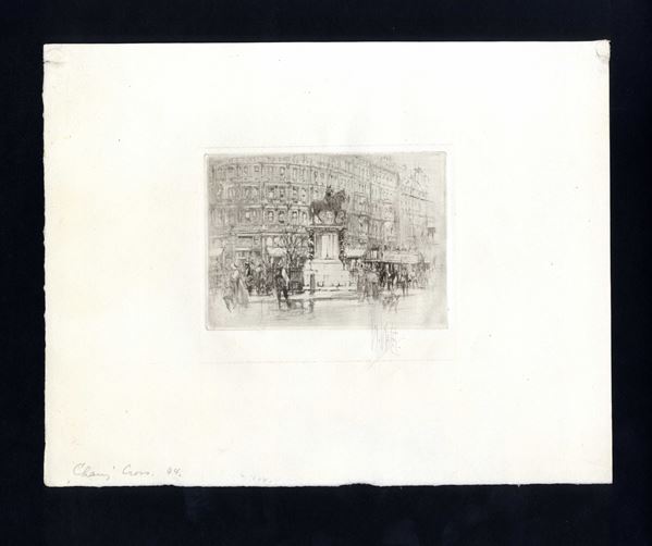 William Walcott : Londra - Charing Cross, La statua di Charles I. 1919  - Asta Opere su carta. Stampe, disegni, foto d'epoca - Bertolami Fine Art - Casa d'Aste