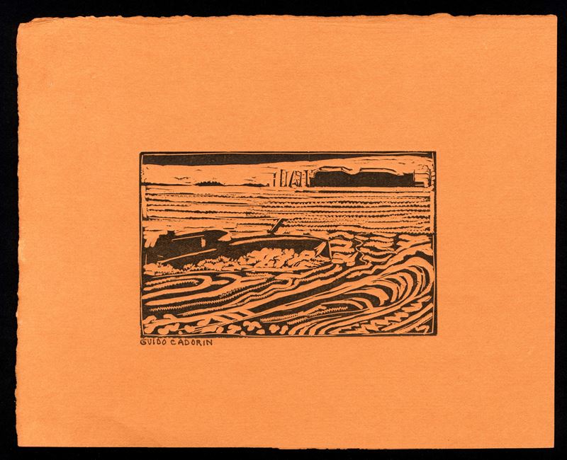 Guido Cadorin - Set di 4 Xilografie con Vari Soggetti, 1917 Ca 1) Venezia di Guerra 2) Veduta di ...