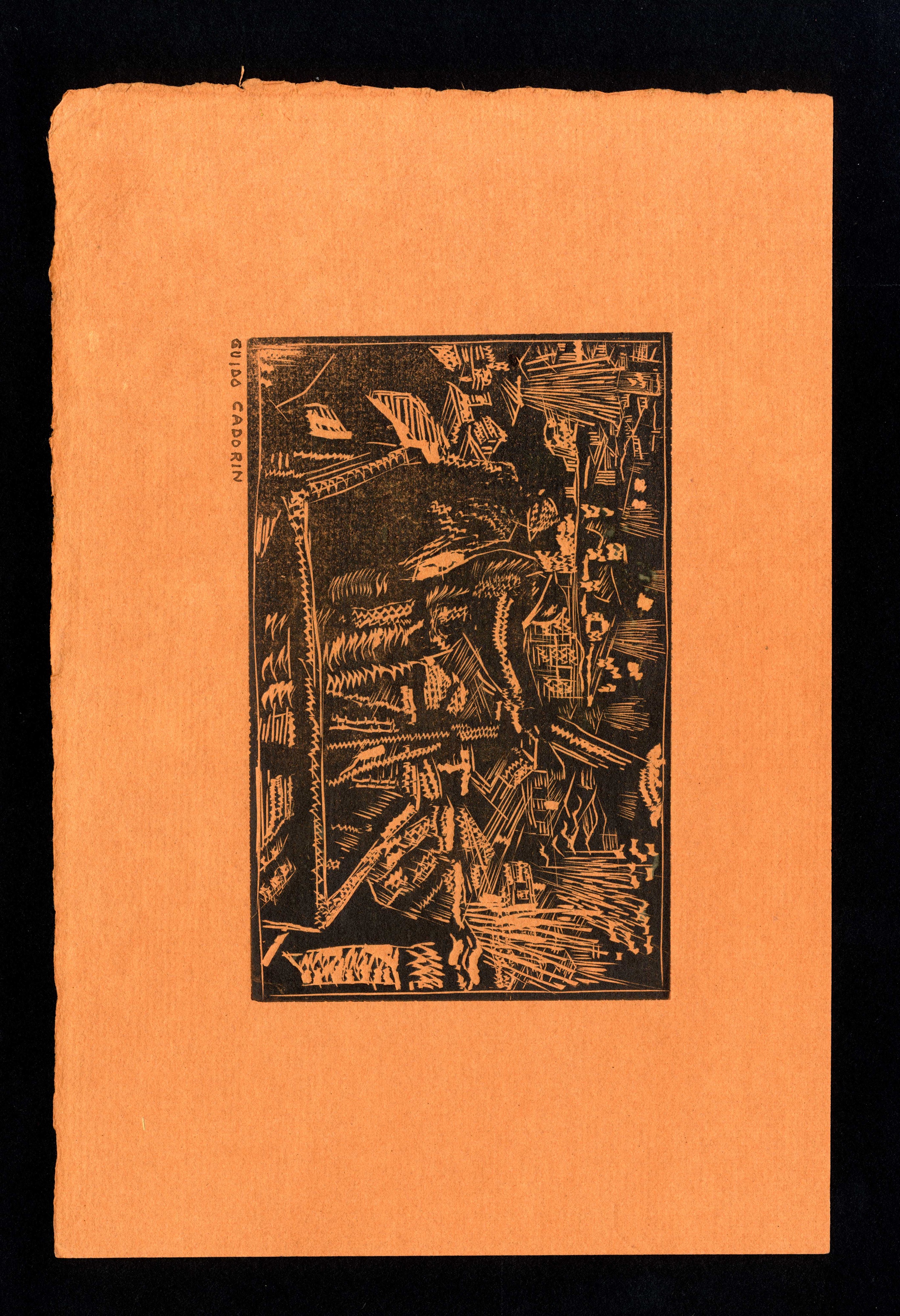 Guido Cadorin - Set di 4 Xilografie con Vari Soggetti, 1917 Ca 1) Venezia di Guerra 2) Veduta di ...