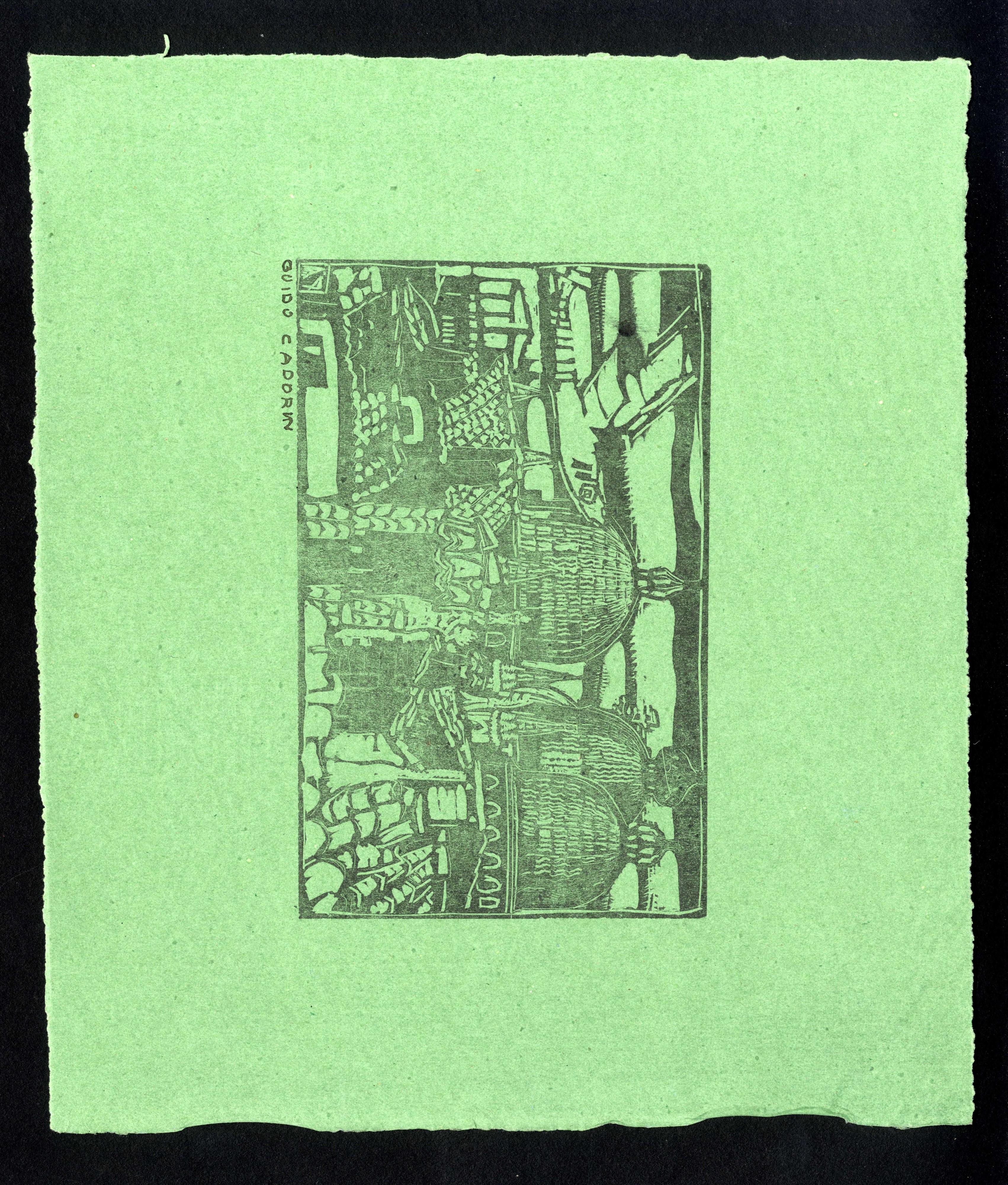Guido Cadorin - Set di 3 Xilografie con Vari Soggetti, 1917 Ca 1) Caseggiati nel Paese 2) Panoram...