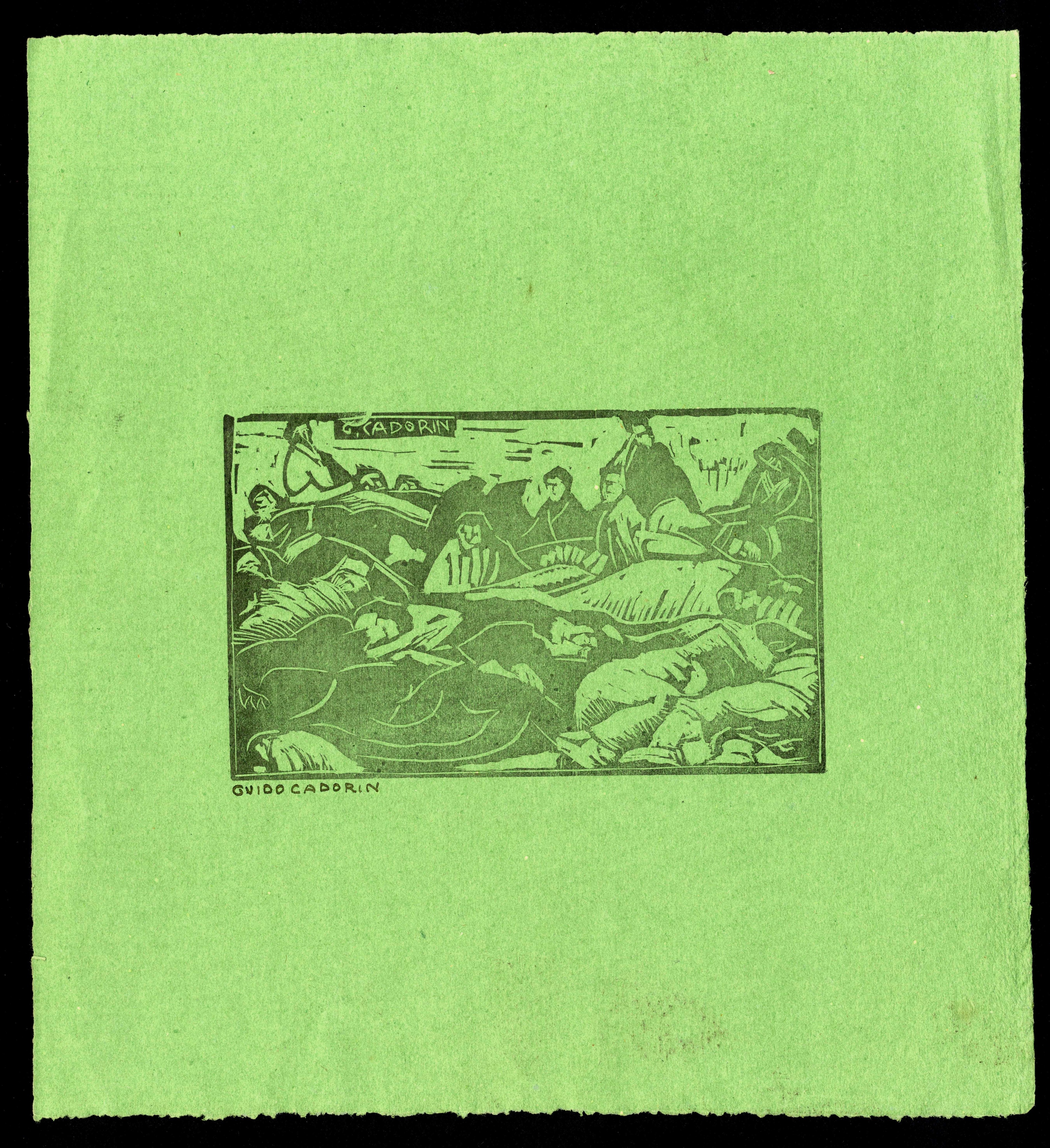 Guido Cadorin - Set di 3 Xilografie con Vari Soggetti, 1917 Ca 1) Caseggiati nel Paese 2) Panoram...