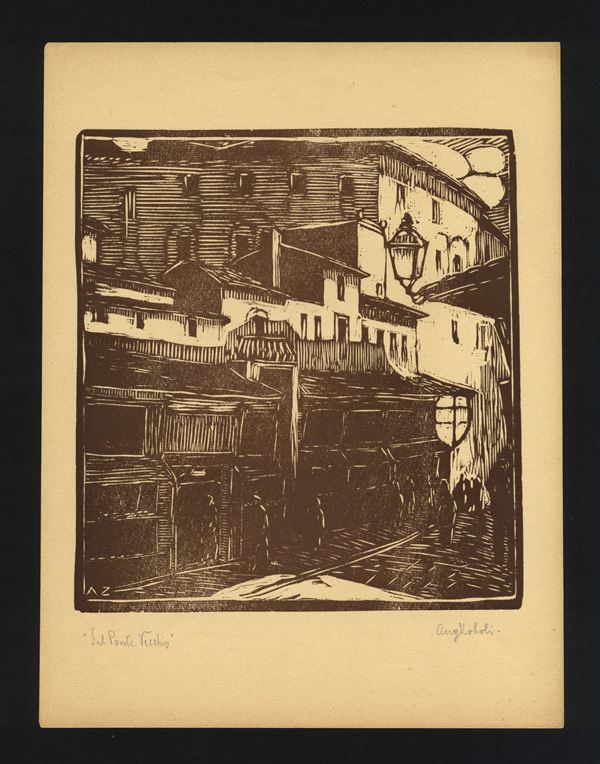 Augusto Zoboli : Sul Ponte Vecchio - Firenze  - Auction Prints, Drawings and Vintage Photos - Bertolami Fine Art - Casa d'Aste