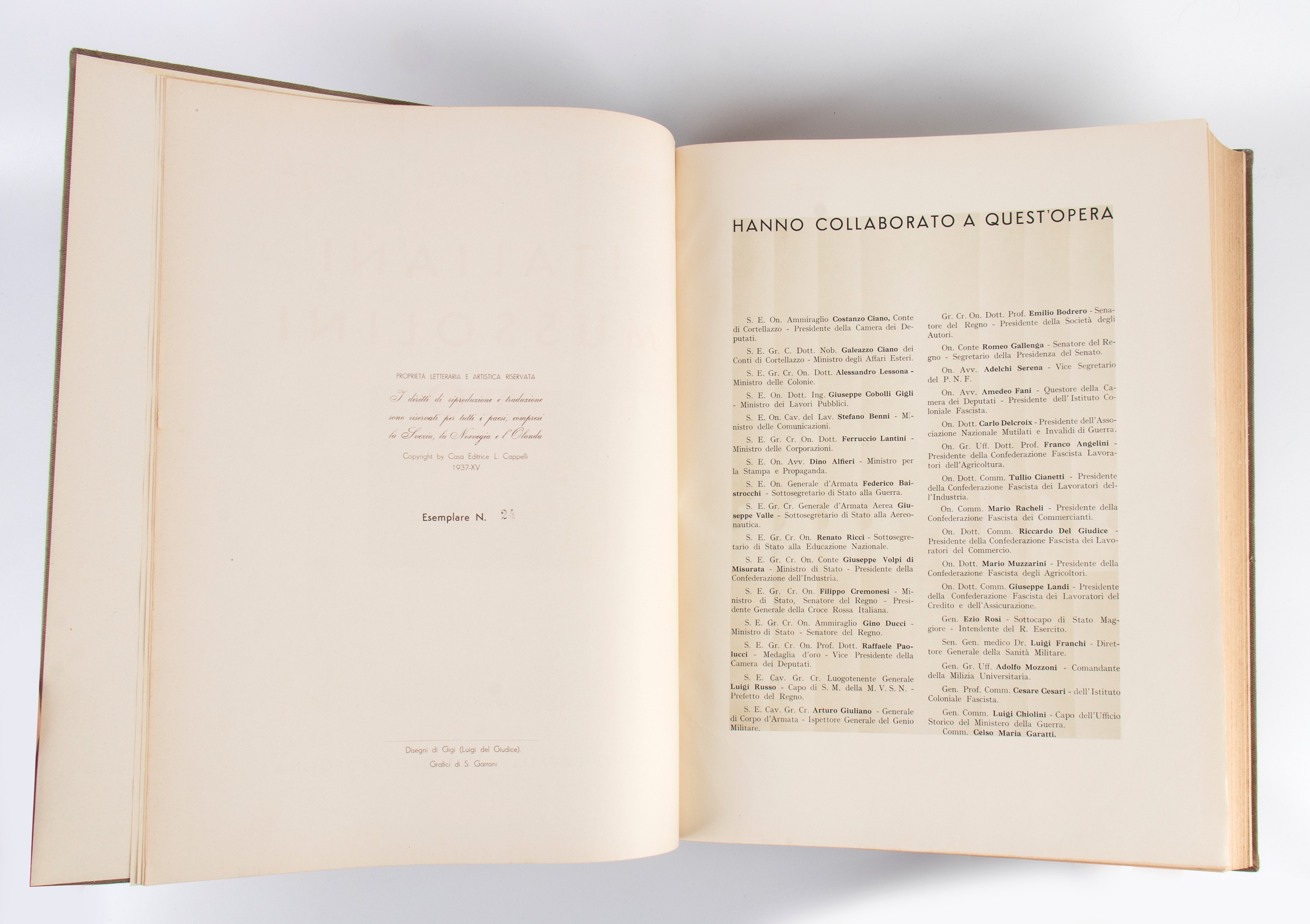 Italiani di Mussolini in A.o. Volume Numerato