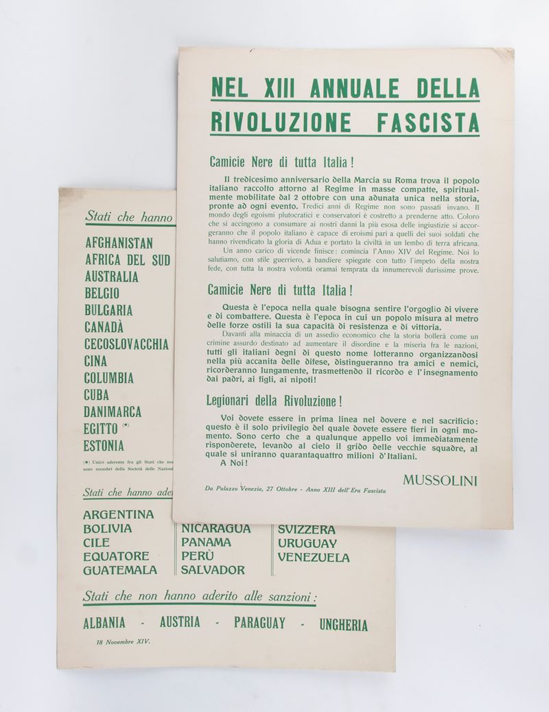 Manifesti "nel XIII Annuale della Rivoluzione Fascista"