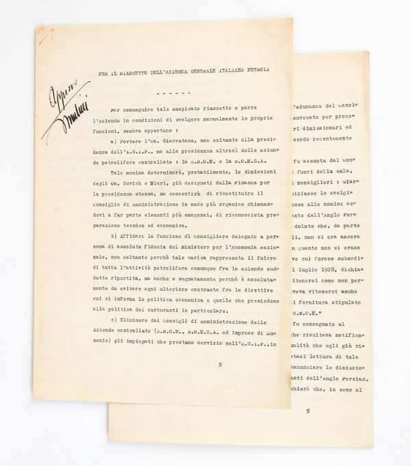 Documento AGIP a firma MUSSOLINI