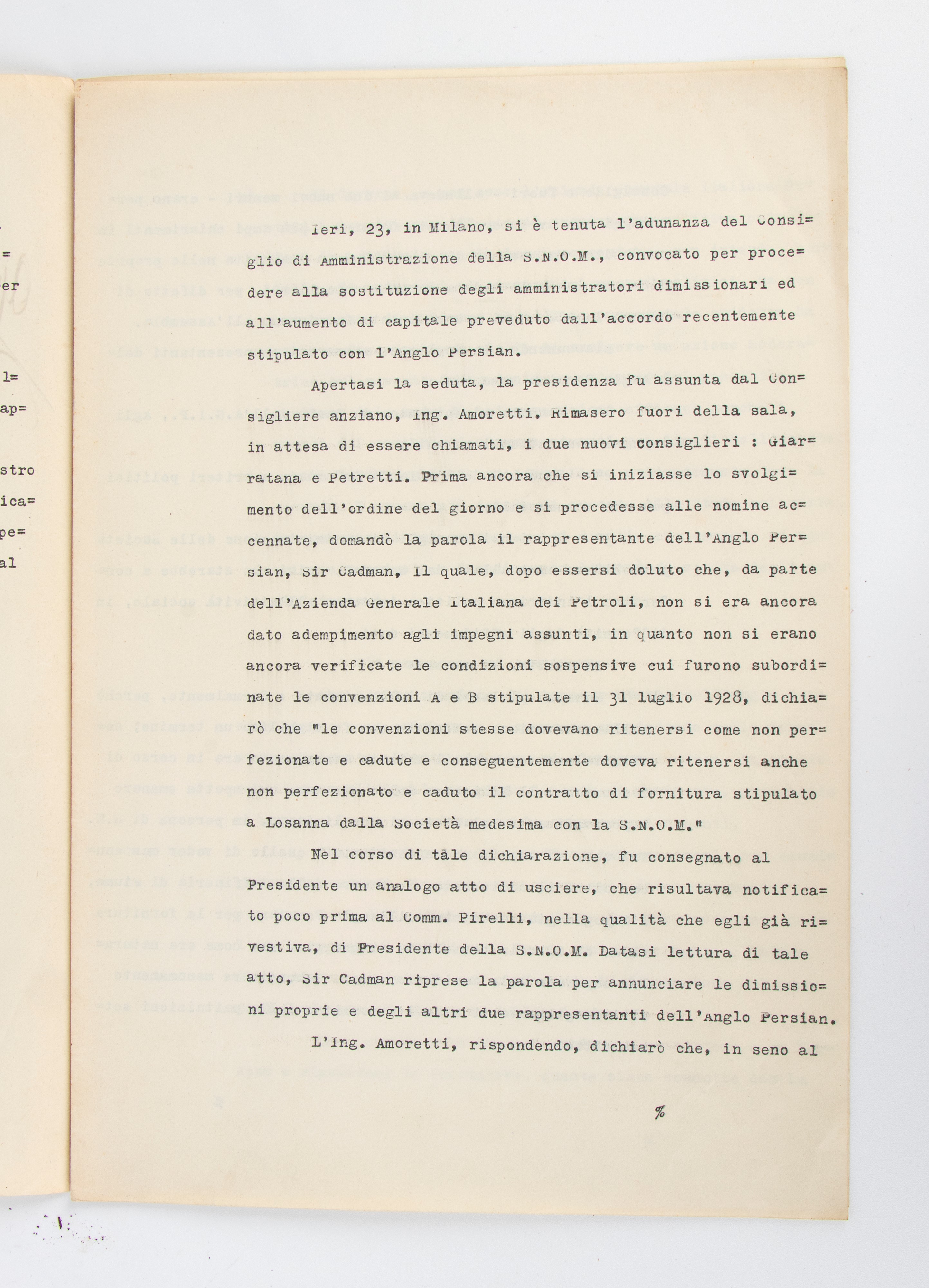 Documento AGIP a firma MUSSOLINI