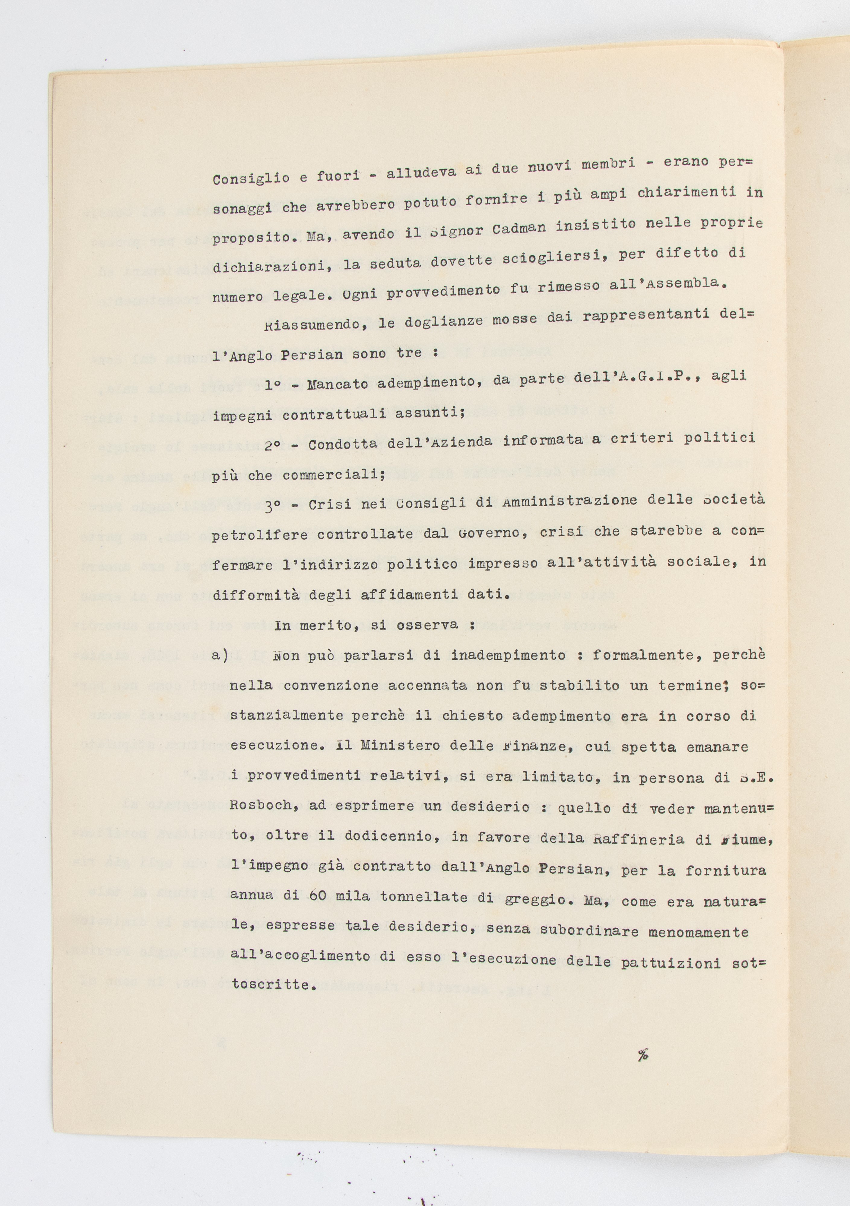 Documento AGIP a firma MUSSOLINI
