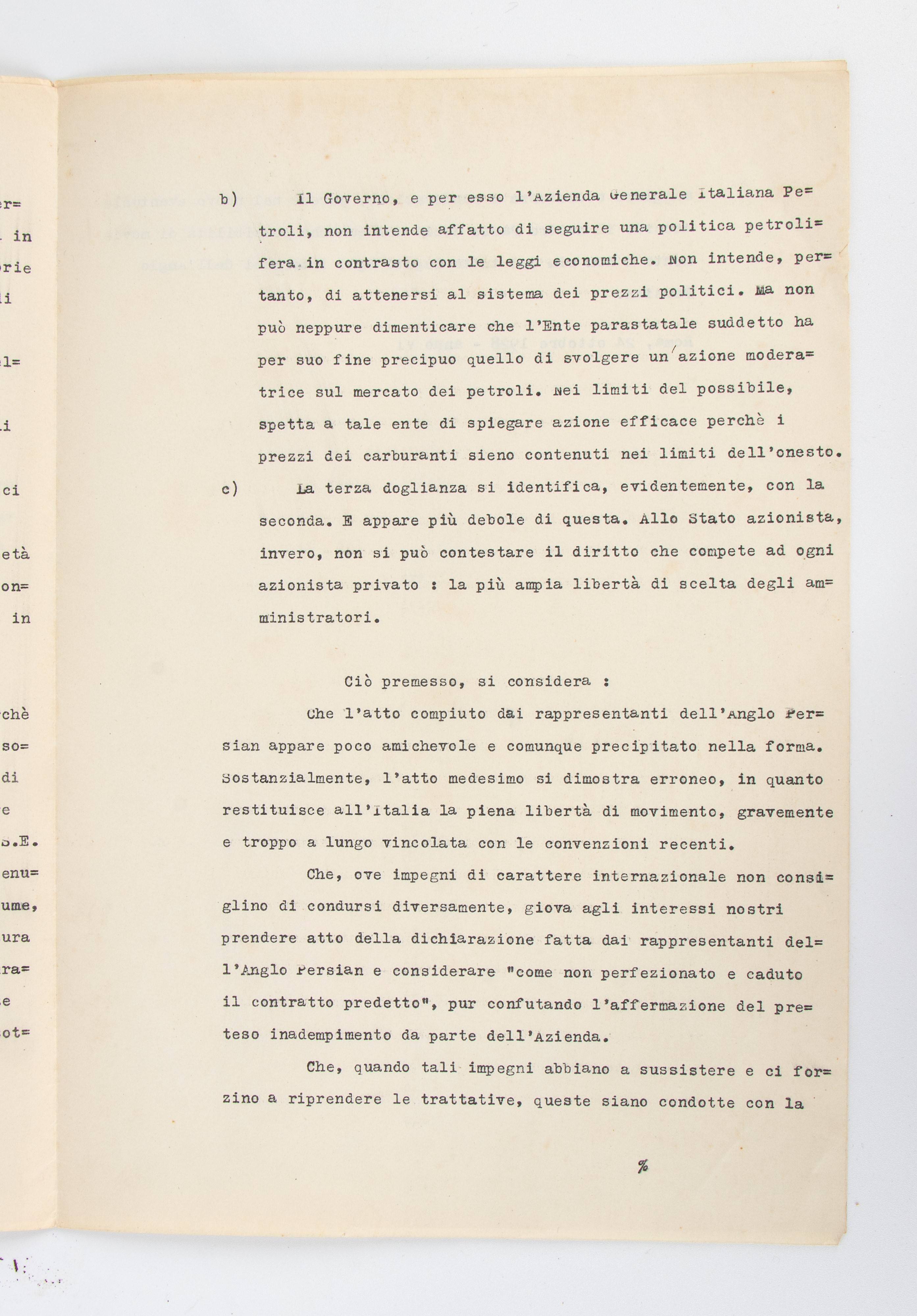 Documento AGIP a firma MUSSOLINI