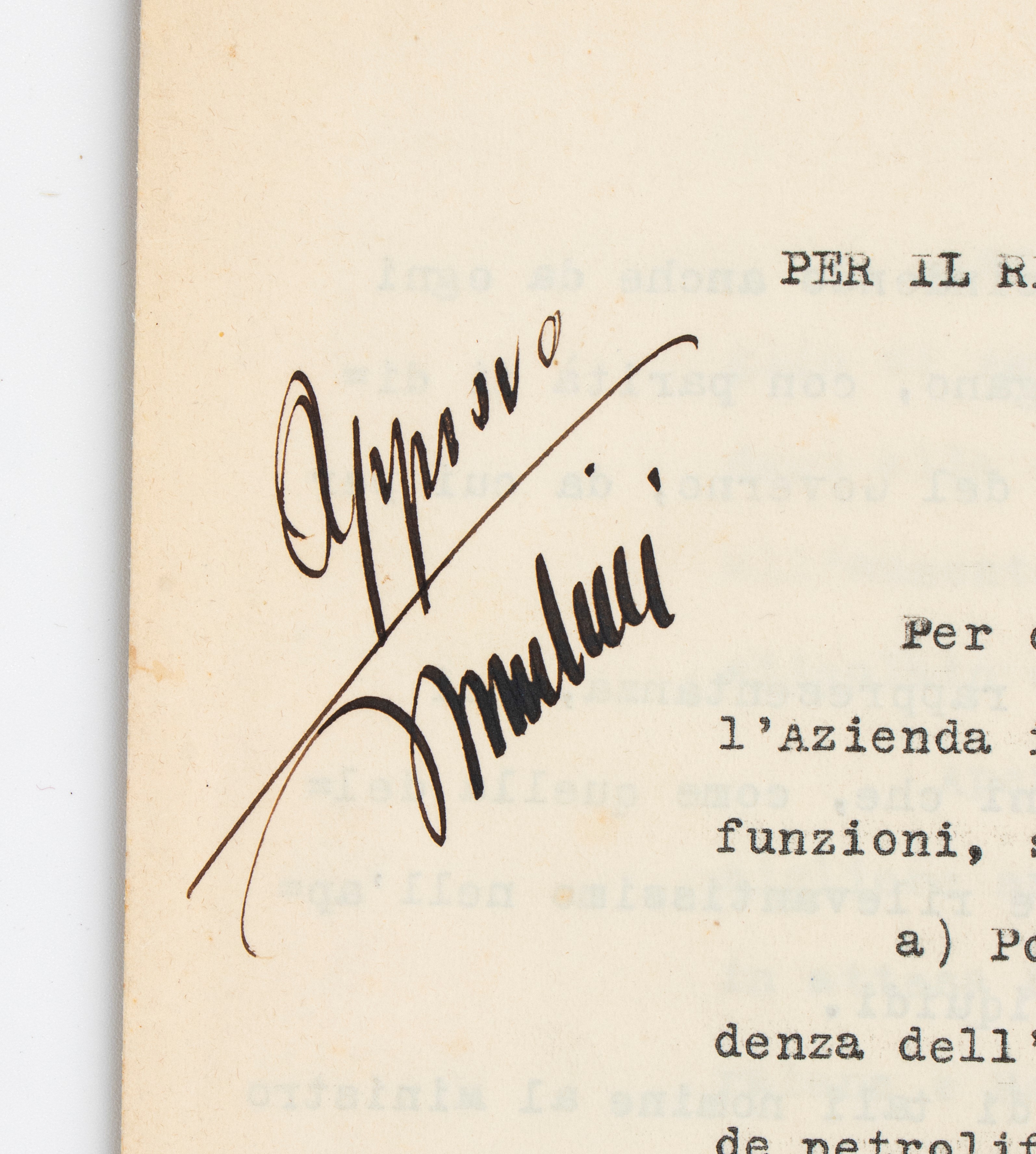 Documento AGIP a firma MUSSOLINI