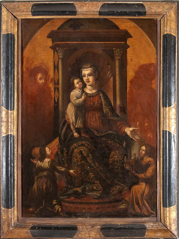 Artista centro-italiano, XVII secolo - Virgin Mary Enthroned with Child, saints and donors