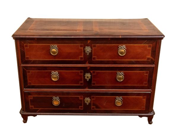 Inlaid French Louis XVI chest of drawers 