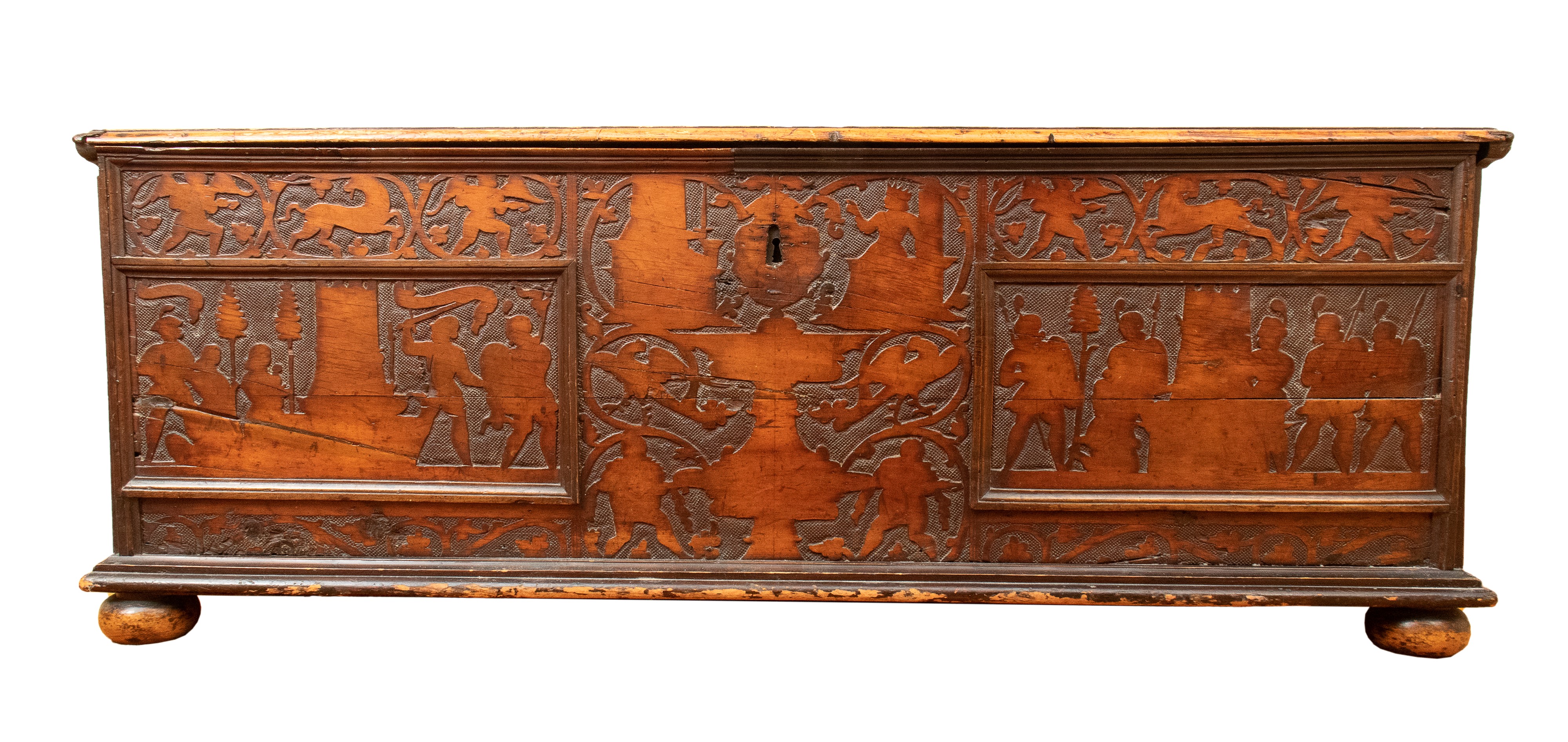 Cassone Luigi XIV Italiano Pirografato