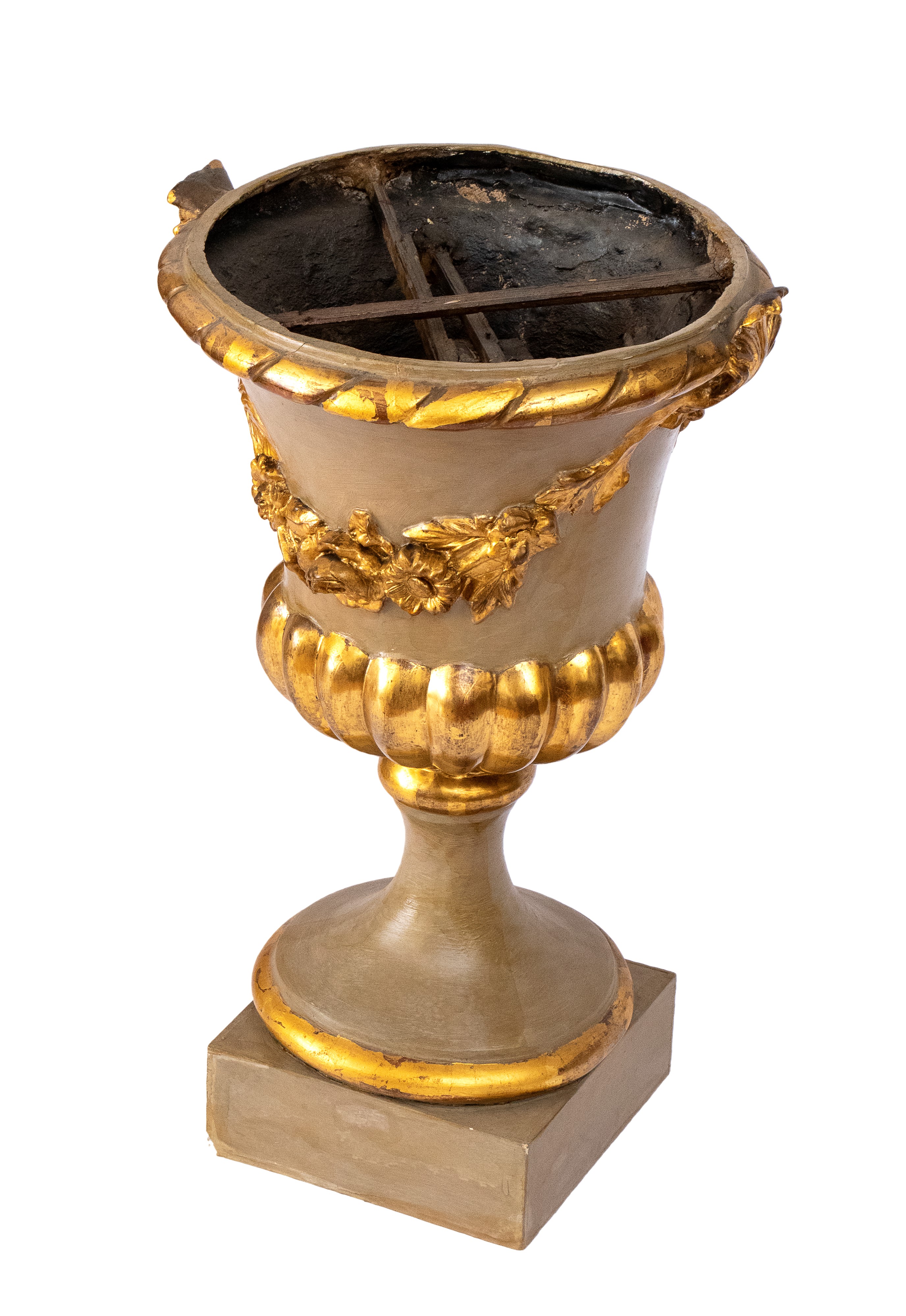 Vaso Italiano in Legno Laccato e Dorato