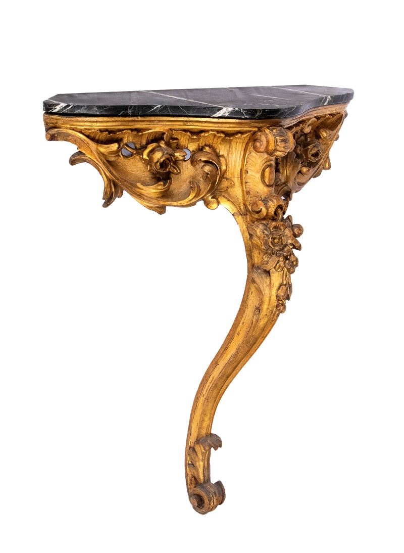 Console Italiana Dorata da Muro Luigi XVI