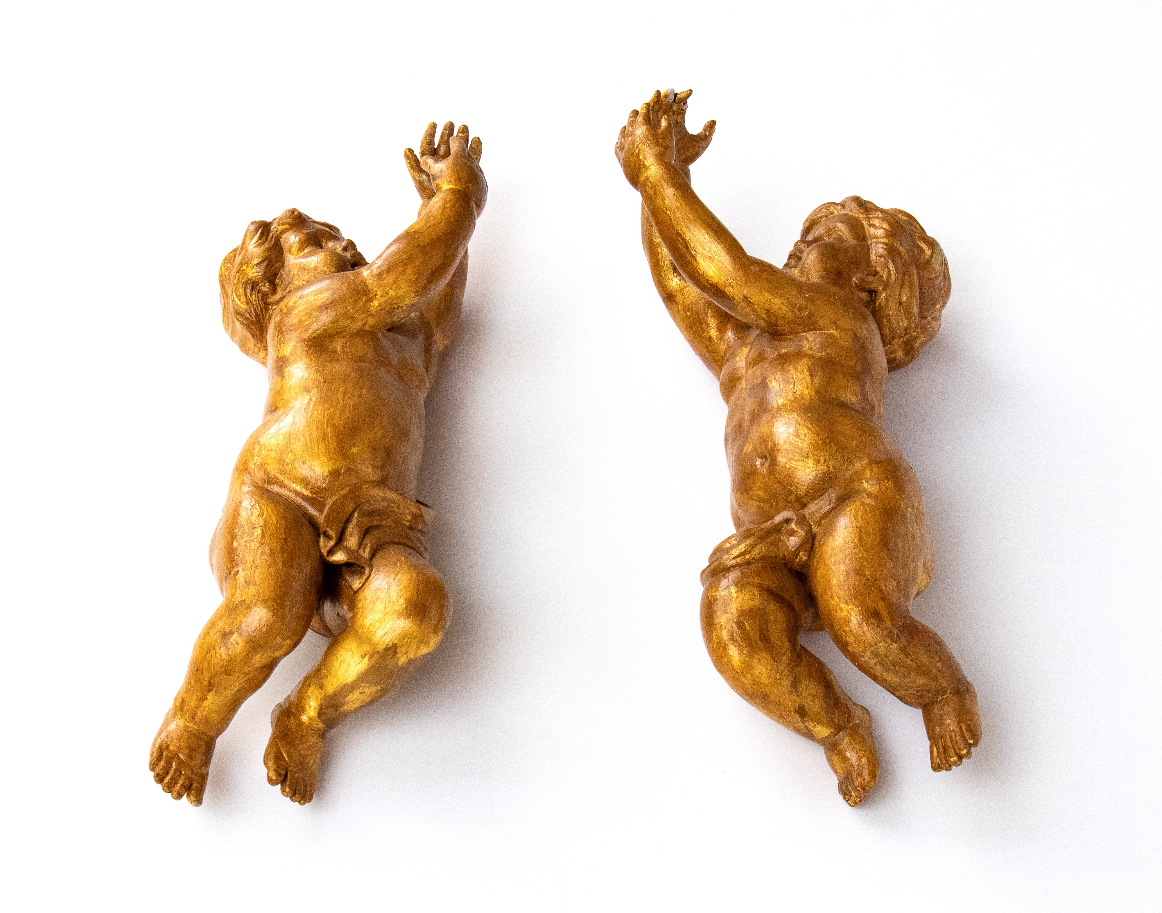 Coppia di Putti Dorati Italiani, Luigi XVI