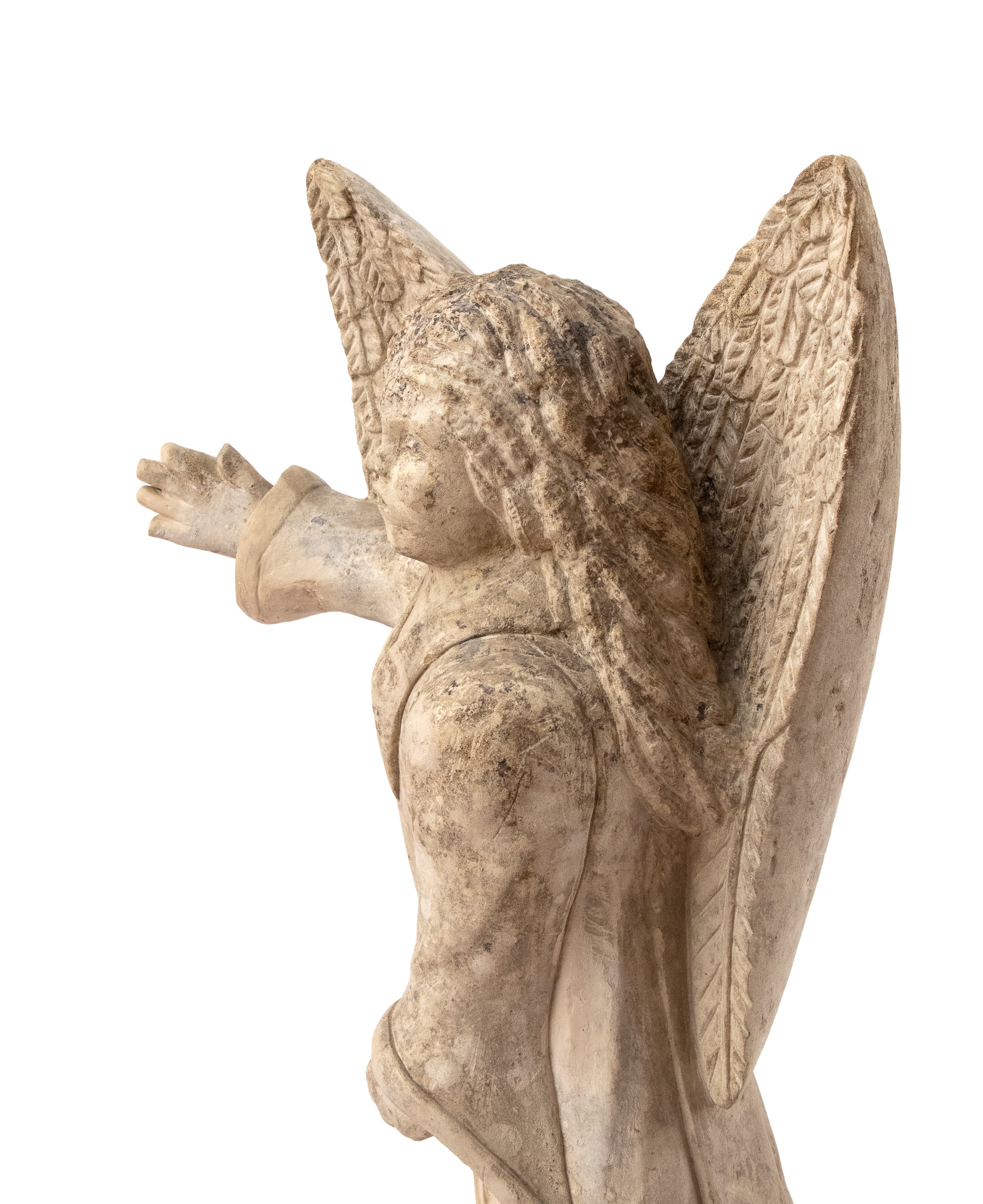 Scultura Italiana in Pietra Raffigurante Angelo con Ali
