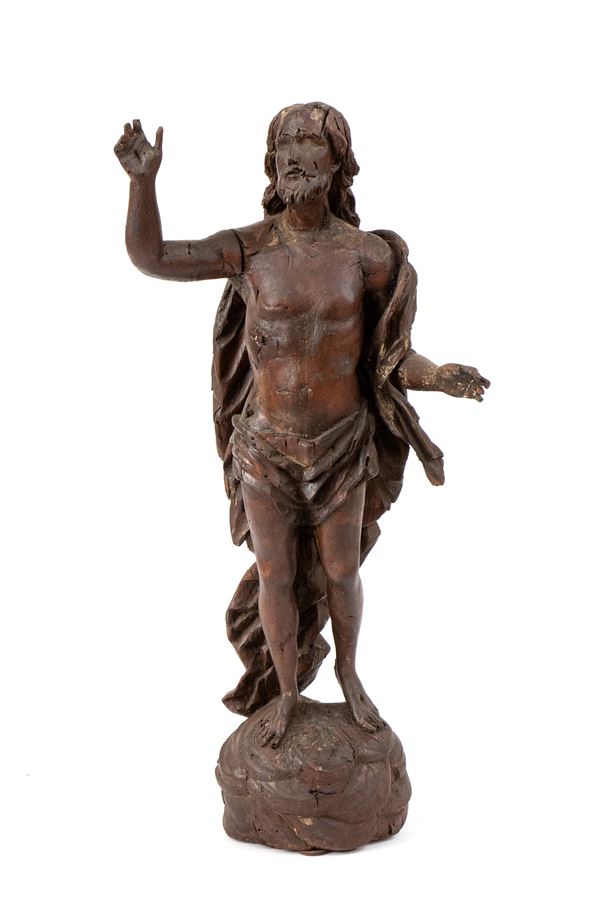 Italian wood carving depicting Christ Blessing