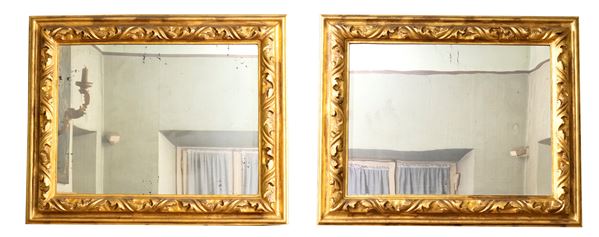 Pair of Italian  Louis XVI gilded wooden mirrors