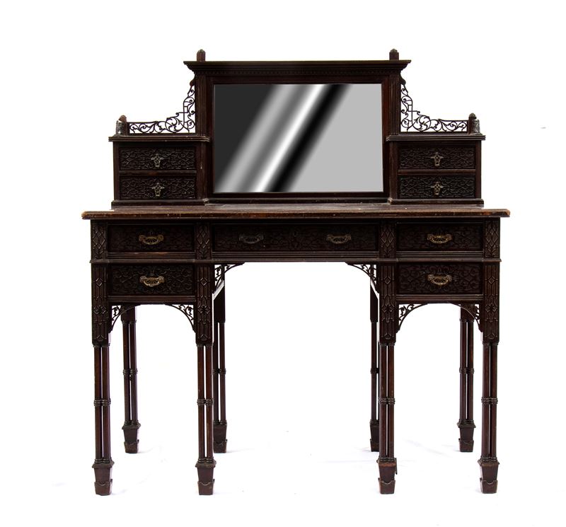 Edwards And Roberts - Scrivania toletta inglese in stile Chippendale, XIX secolo