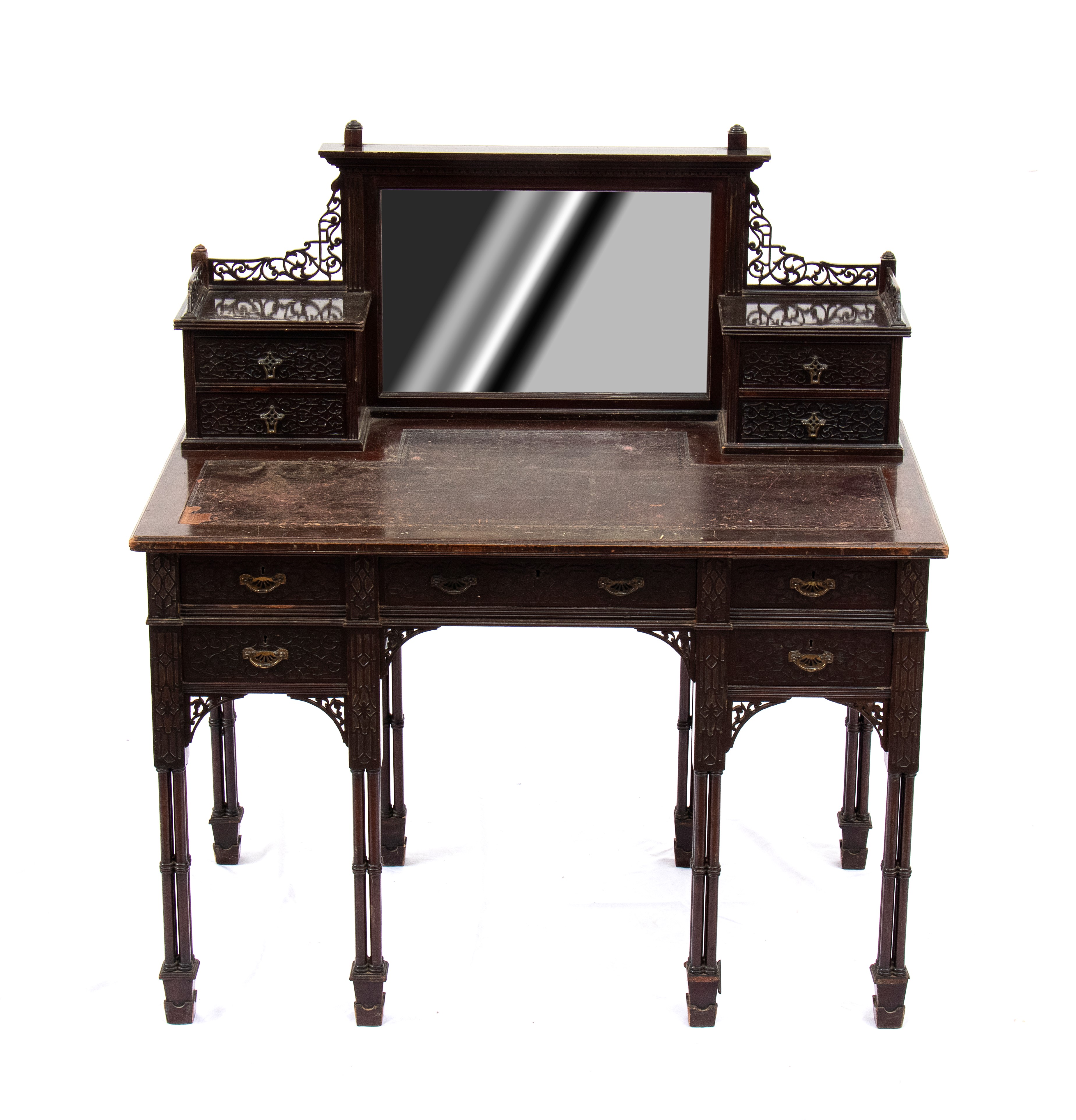 Edwards And Roberts - Scrivania toletta inglese in stile Chippendale,  XIX secolo