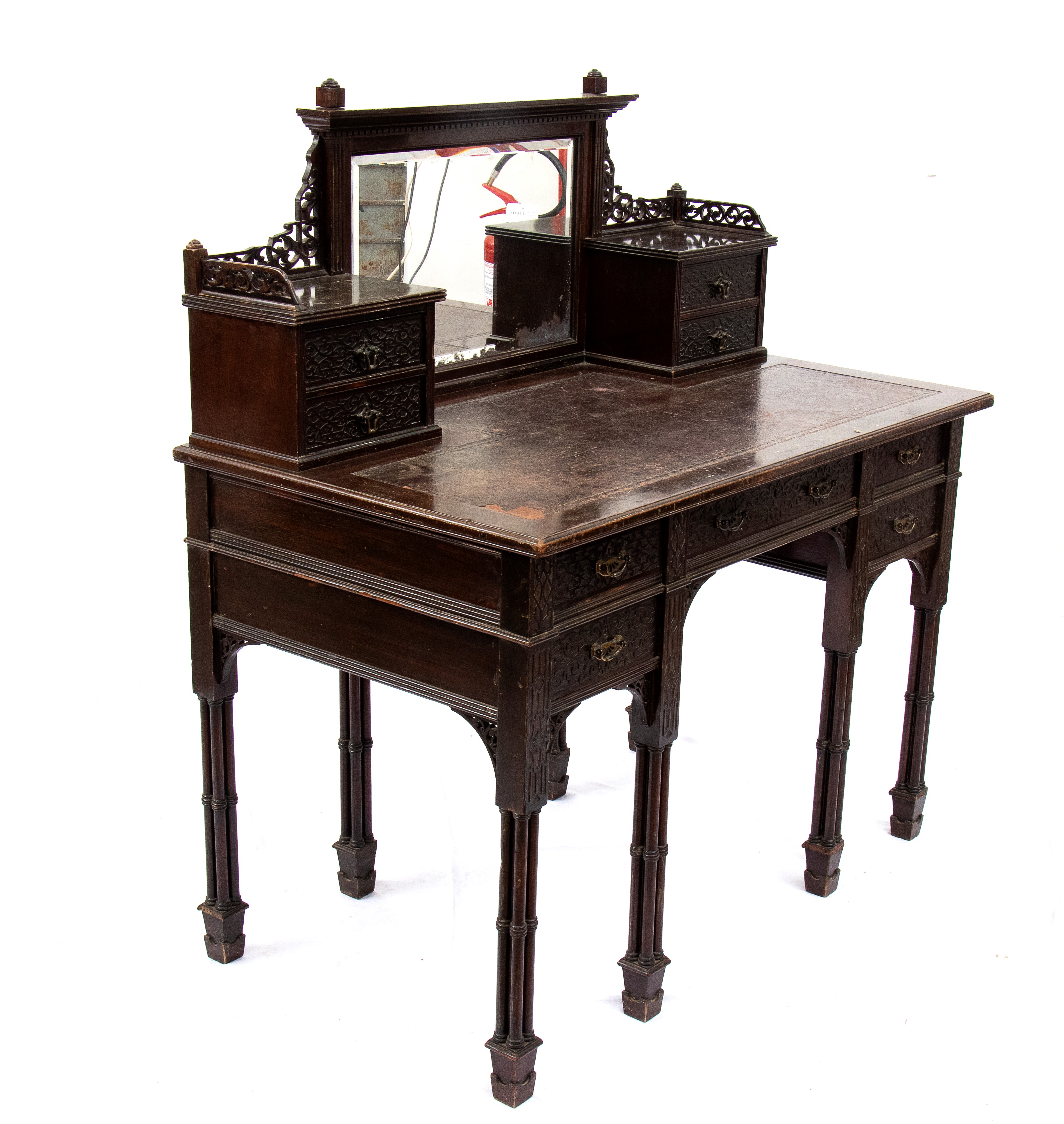Edwards And Roberts - Scrivania toletta inglese in stile Chippendale,  XIX secolo