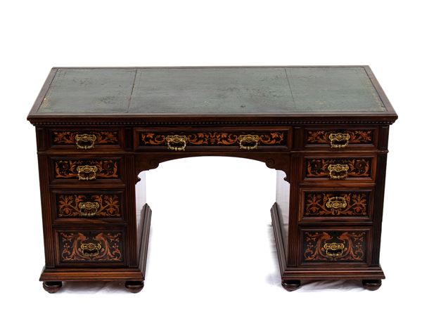 GILLOWS OF LANCASTER - English Victorian inlaid desk