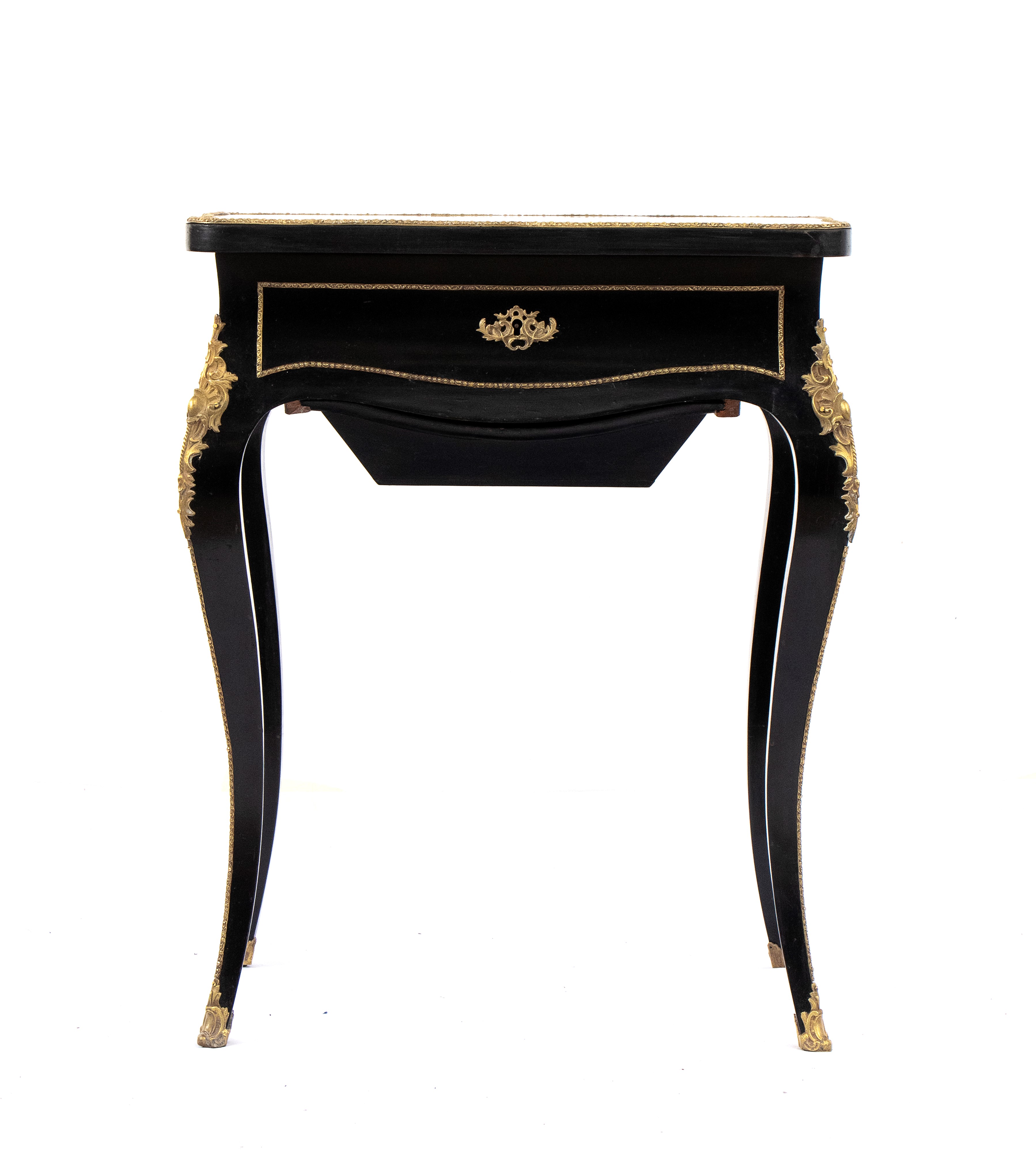 Charles-guillaume Diehl - Tavolino da toletta francese in legno ebanizzato con applicazioni in br...