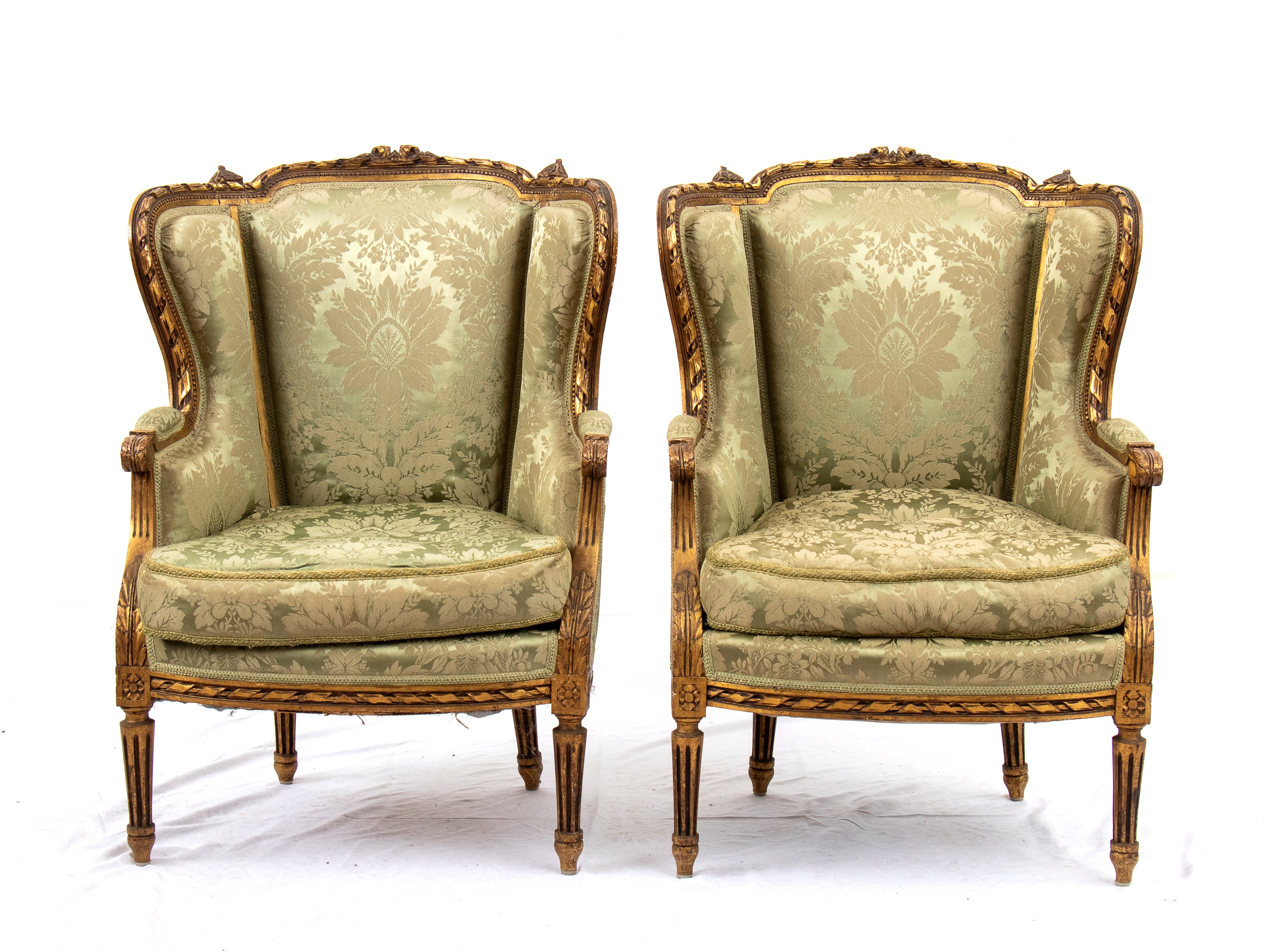 Coppia di Poltrone Bergère Francesi in Stile Luigi XVI
