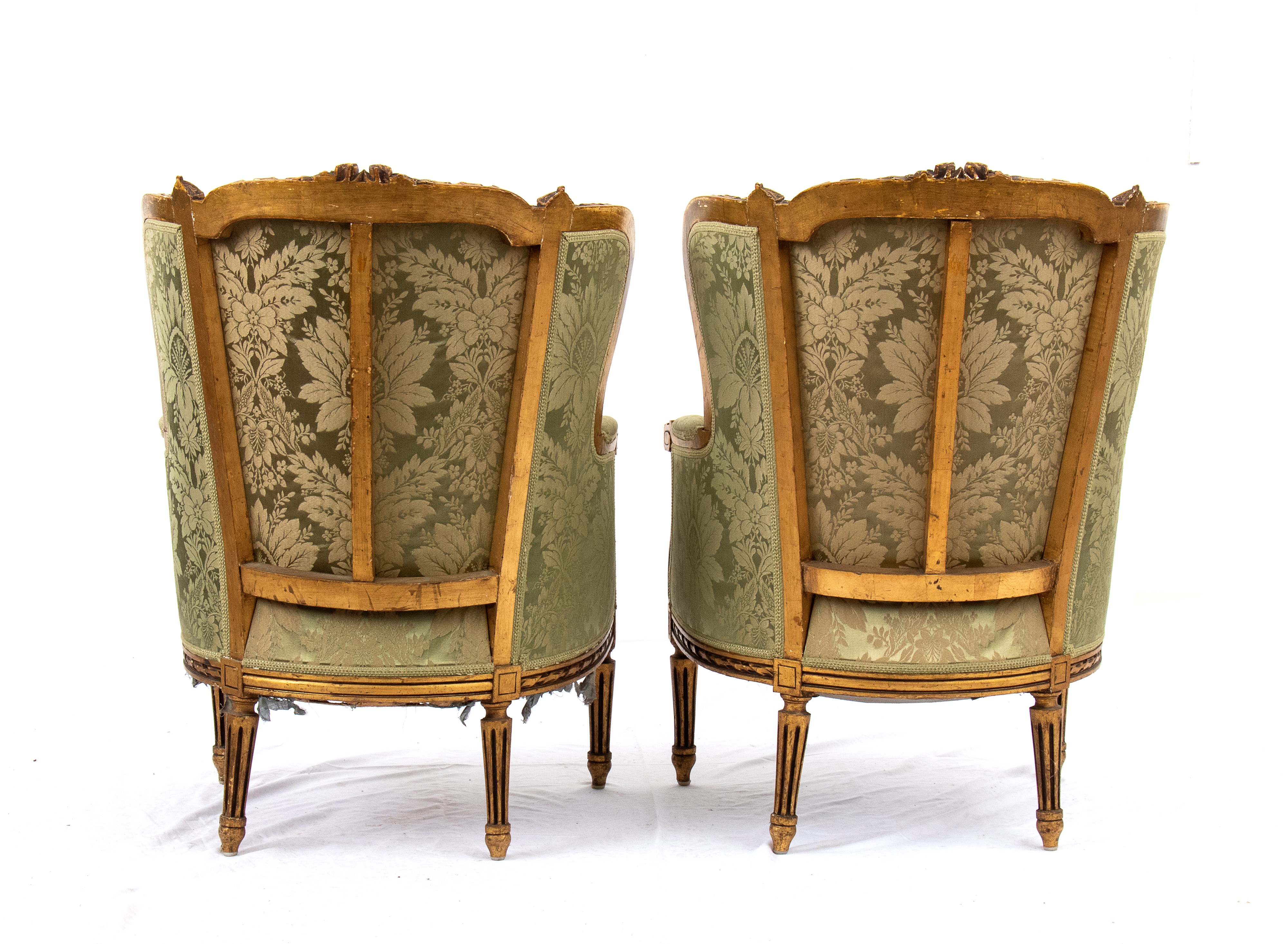 Coppia di Poltrone Bergère Francesi in Stile Luigi XVI